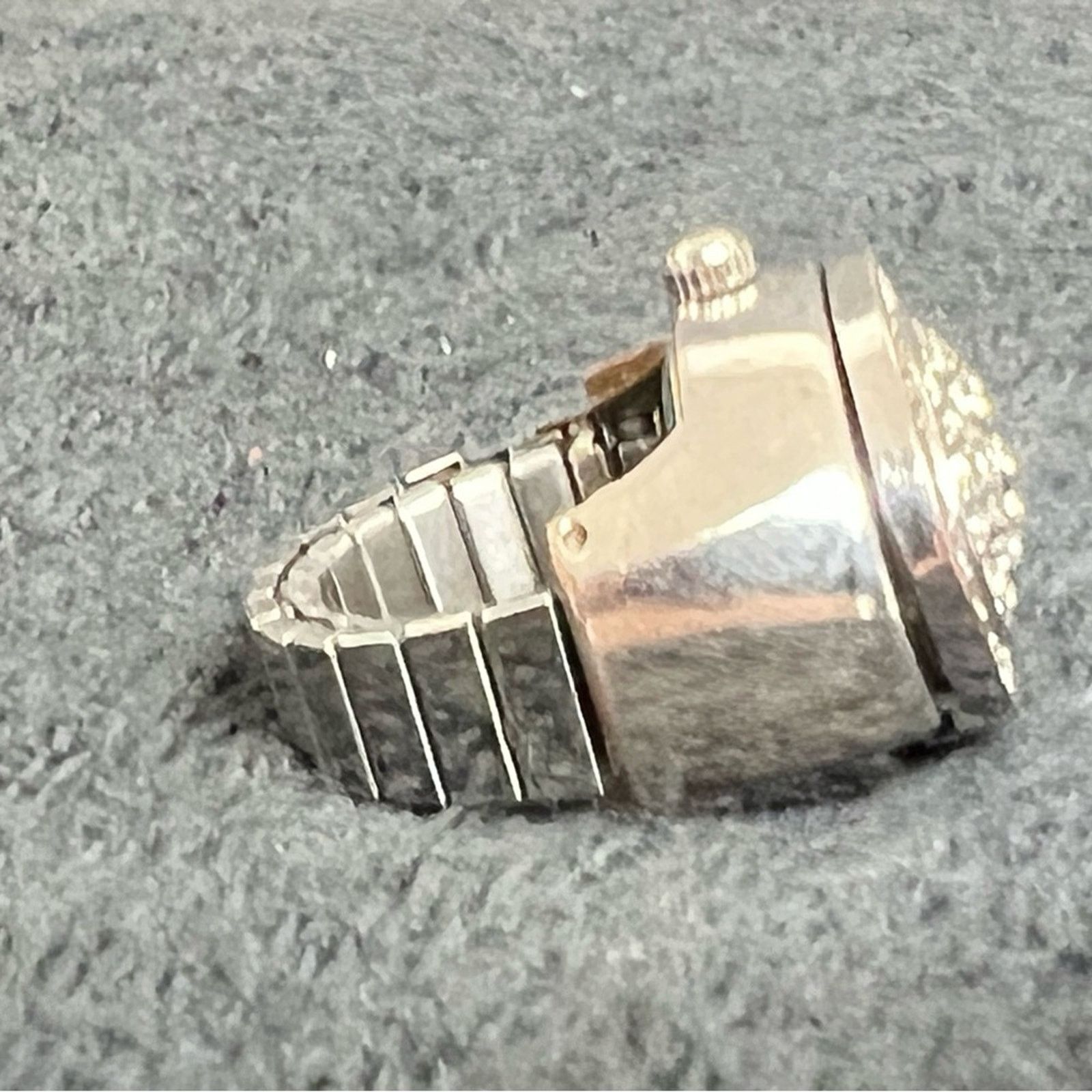 Vintage Accutime Ring Watch Zirconia Rhinestone Bezel Not Running Size ONE SIZE - 2 Thumbnail