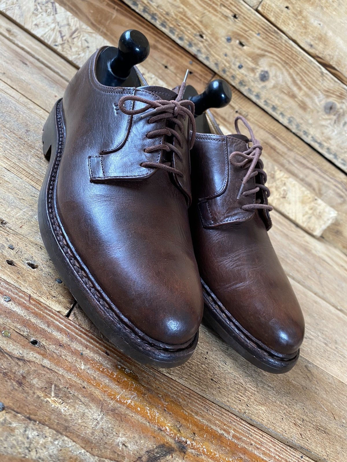 John Lobb John lobb plain toe blucher brown derby leather shoes uk 7 Size US 7.5 / EU 40-41 - 2 Thumbnail