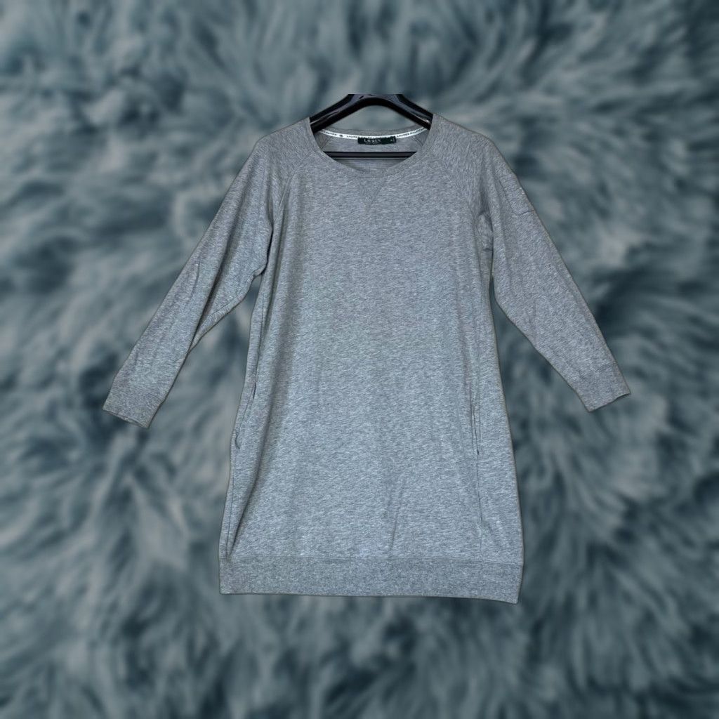 Ralph Lauren VINTAGE Lauren Ralph Lauren Mini Dress Gray Womens Size M Short Sleeve Round Neck 70s Style Cotton See Pics Size M / US 6-8 / IT 42-44 - 1 Thumbnail