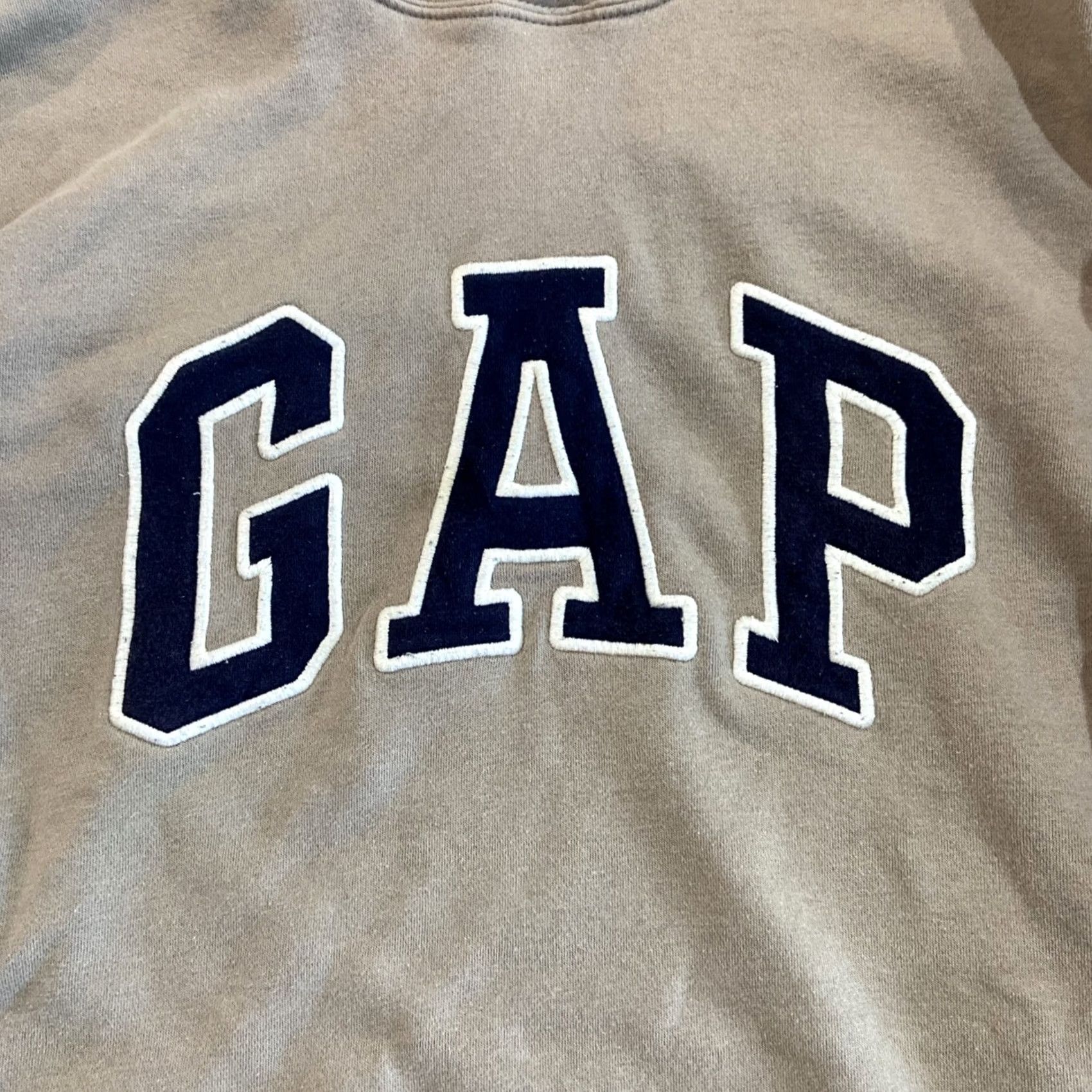 Gap VINTAGE GAP Sweatshirt Mens XL Tan Spellout Pullover Hoodie Brown Cotton Blend Solid Long Sleeve Classic Regular Men Hoodie Womens? No. Size US XL / EU 56 / 4 - 2 Thumbnail