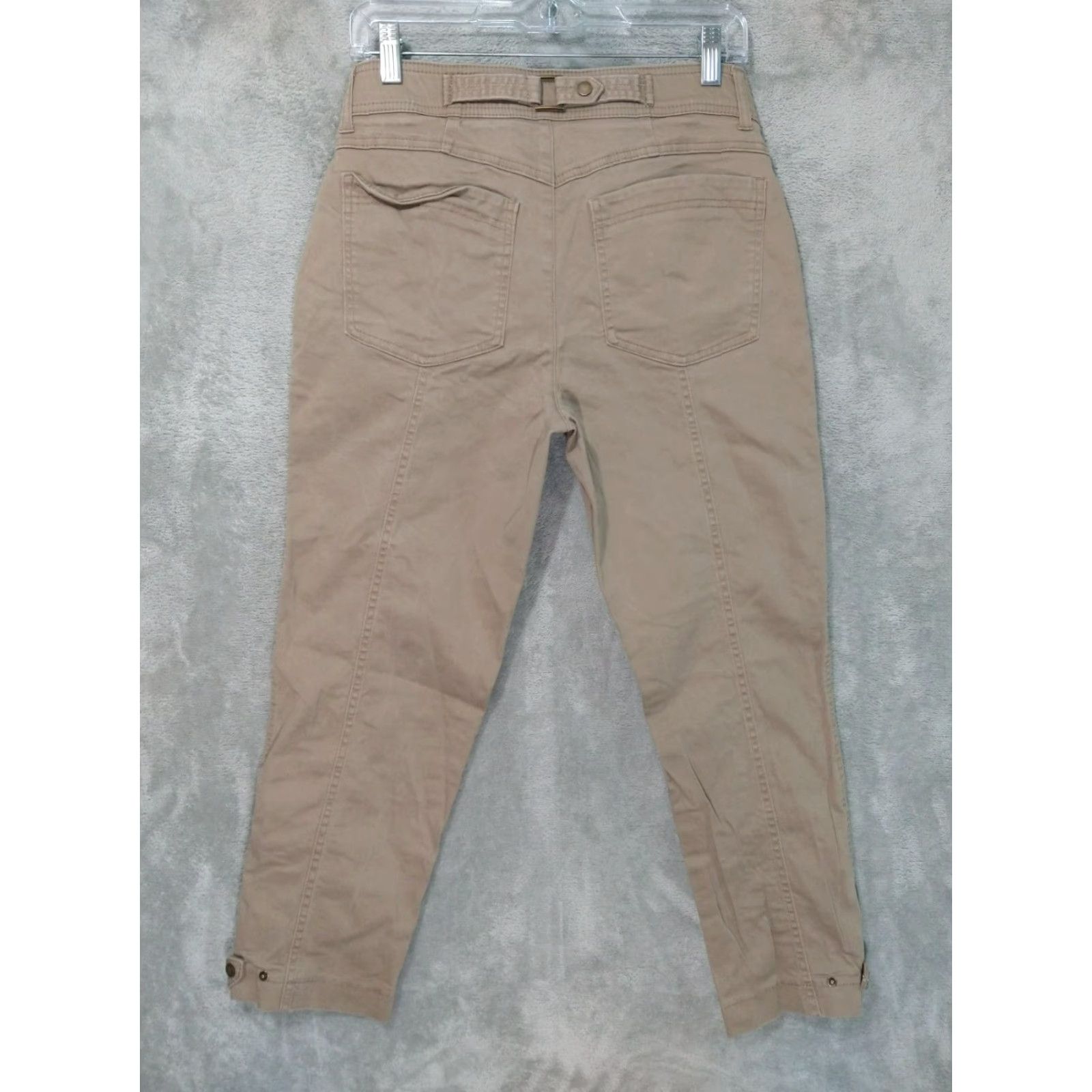 Vintage Democracy Pants Womens 8 Beige Chino Casual Travel Tapered Leg Pockets Stretch Mid Rise Size 30" / US 8 / IT 44 - 2 Thumbnail