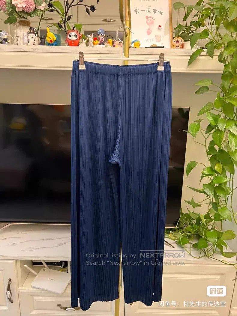 Issey Miyake Issey Miyake Peacock Blue Wide Leg Pants Size 25" / US 0 / IT 36 - 4 Thumbnail