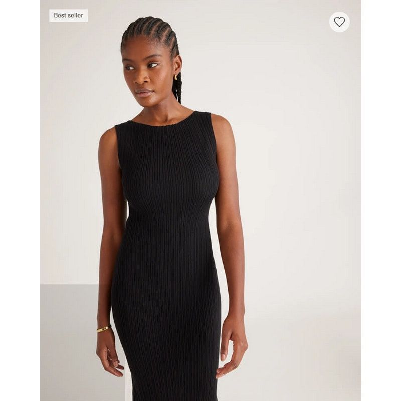 Quince Quince Cotton Cashmere Ribbed Sleeveless Dress Black Size M Size M / US 6-8 / IT 42-44 - 4 Thumbnail