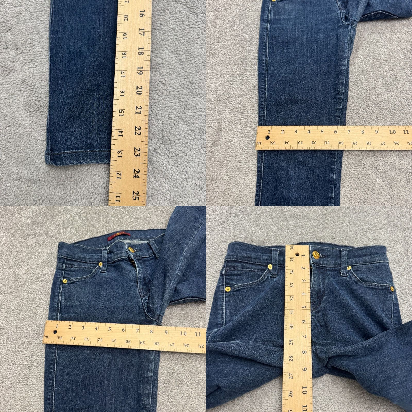 7 For All Mankind 7 For All Mankind Slim Straight Denim Jeans Womens 24 Blue Dark Wash Mid Rise Size 24" / US 00 / IT 34 - 9 Thumbnail