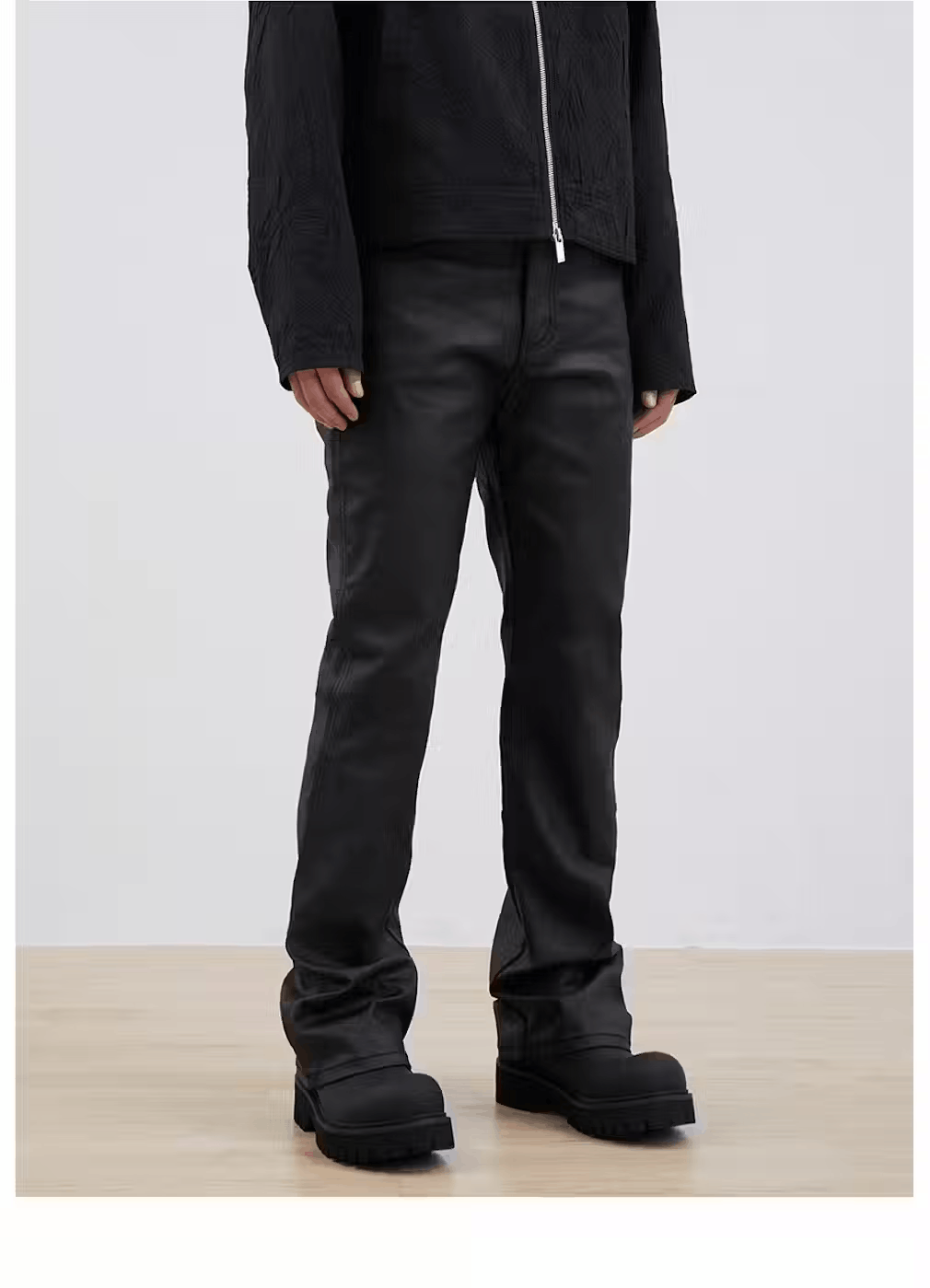 image of Black Bootcut Punk Retro Wax Flared Jeans, Men's (Size 33)
