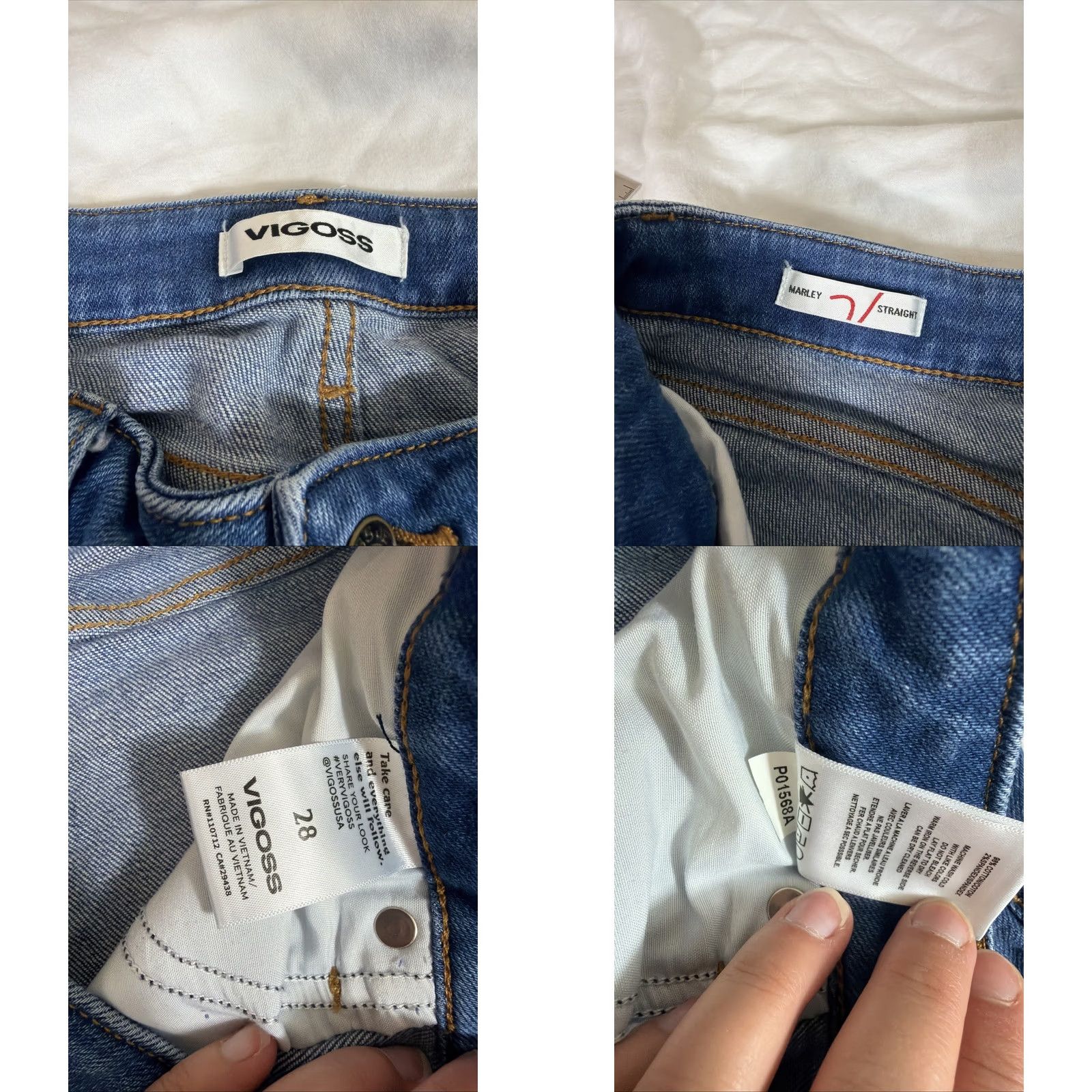 Vintage VIGOSS Jeans Women 28 Blue Denim Medium Wash Marley Straight Raw Hem Size 28" / US 6 / IT 42 - 9 Thumbnail
