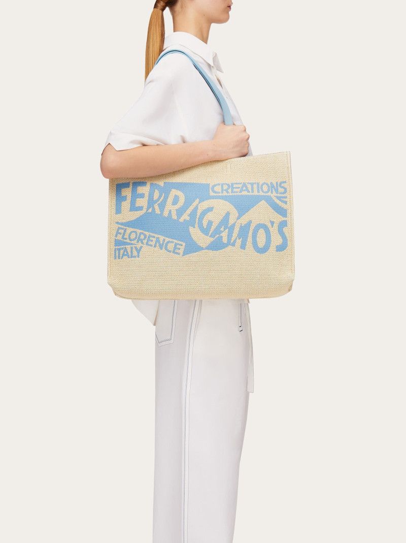 Salvatore Ferragamo o1s1rm0526 Size : OS / Tote Bag in Beige/Blue Size ONE SIZE - 5 Thumbnail