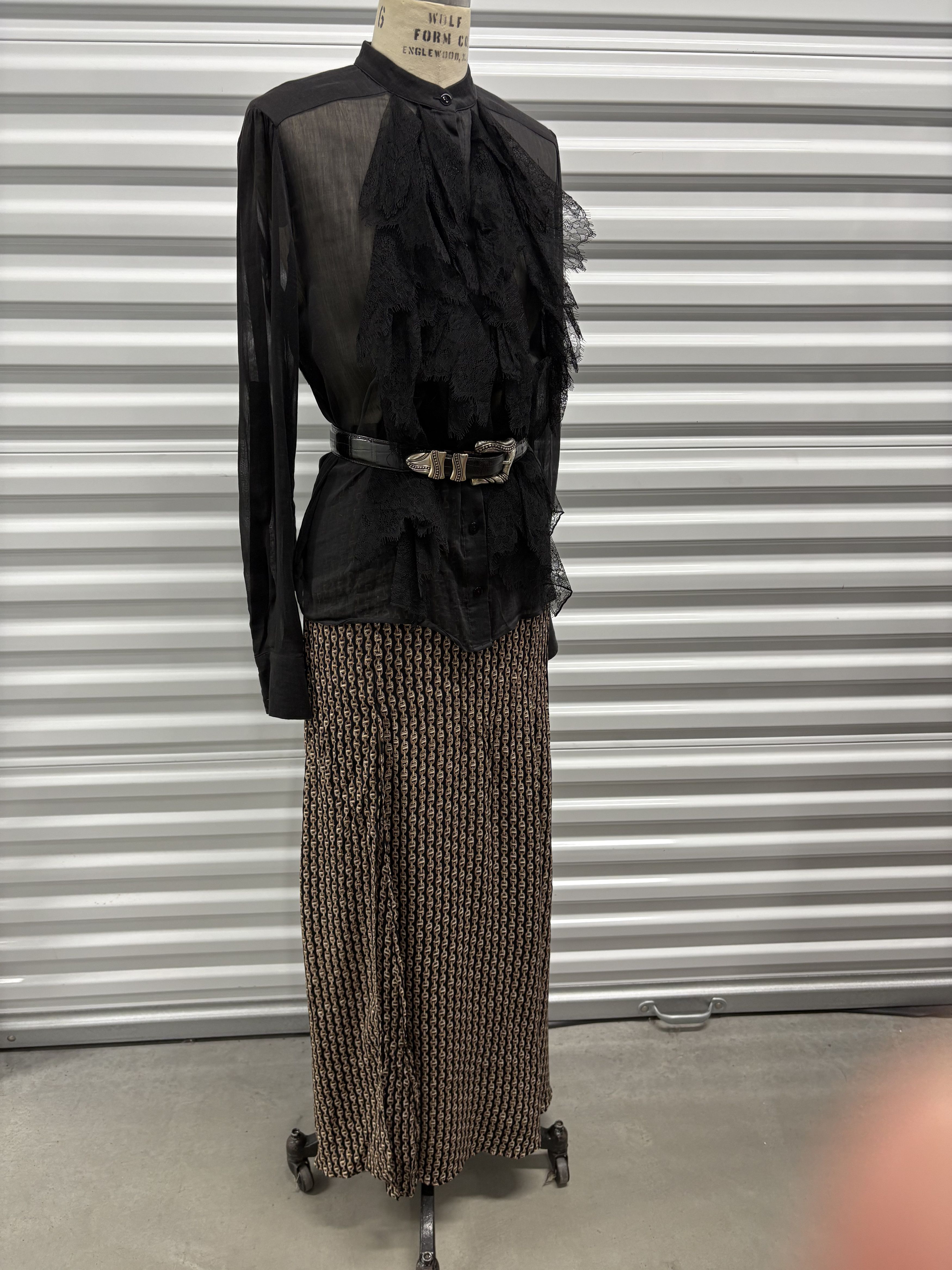 plein sud Vintage 90s Plein Sud Sheer Silk Lace Ruffle Blouse Size L / US 10 / IT 46 - 4 Thumbnail