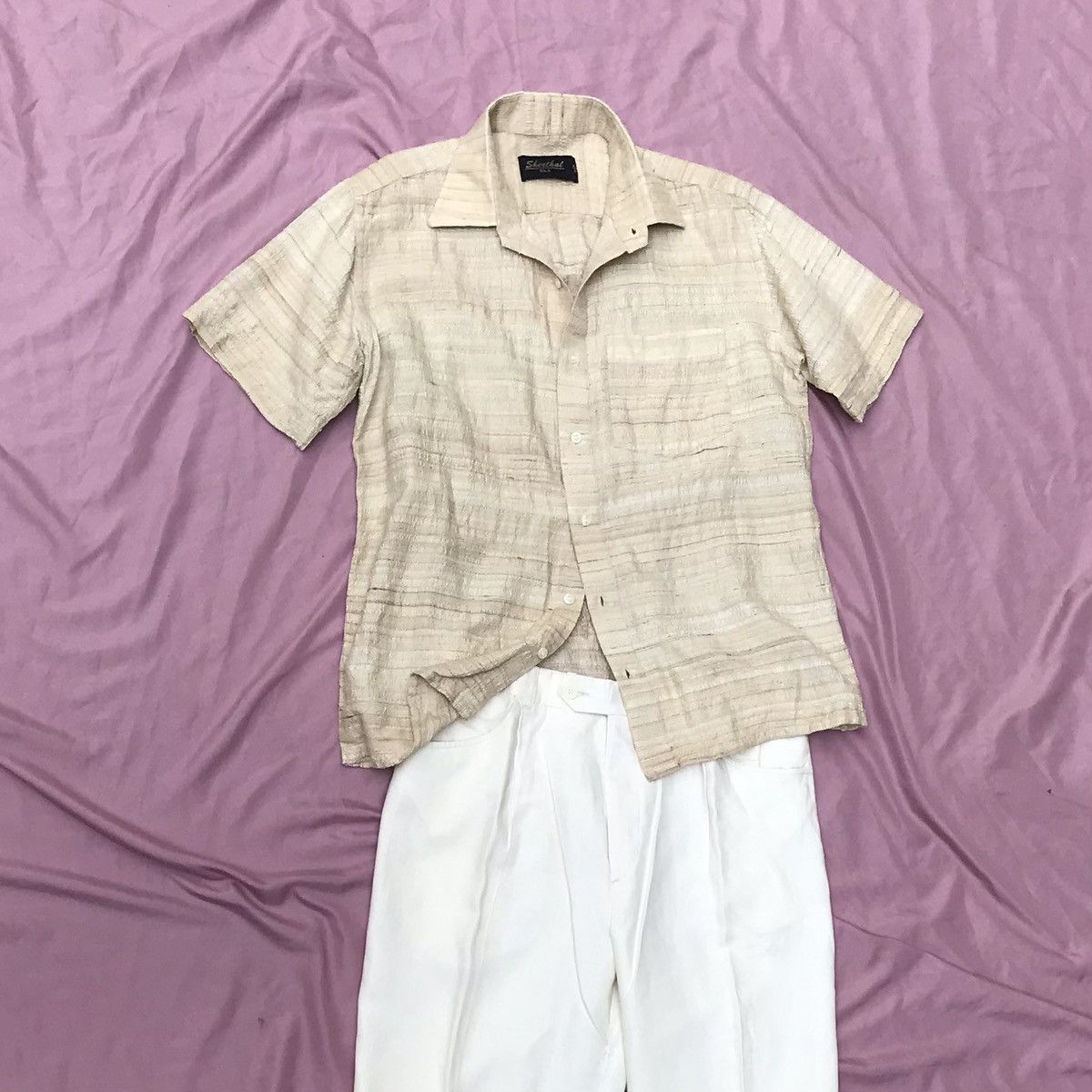 Other PURE RAW SILK TEXTURED CEOPPED SUMMER BUTTON UP Size US S / EU 44-46 / 1 - 3 Thumbnail