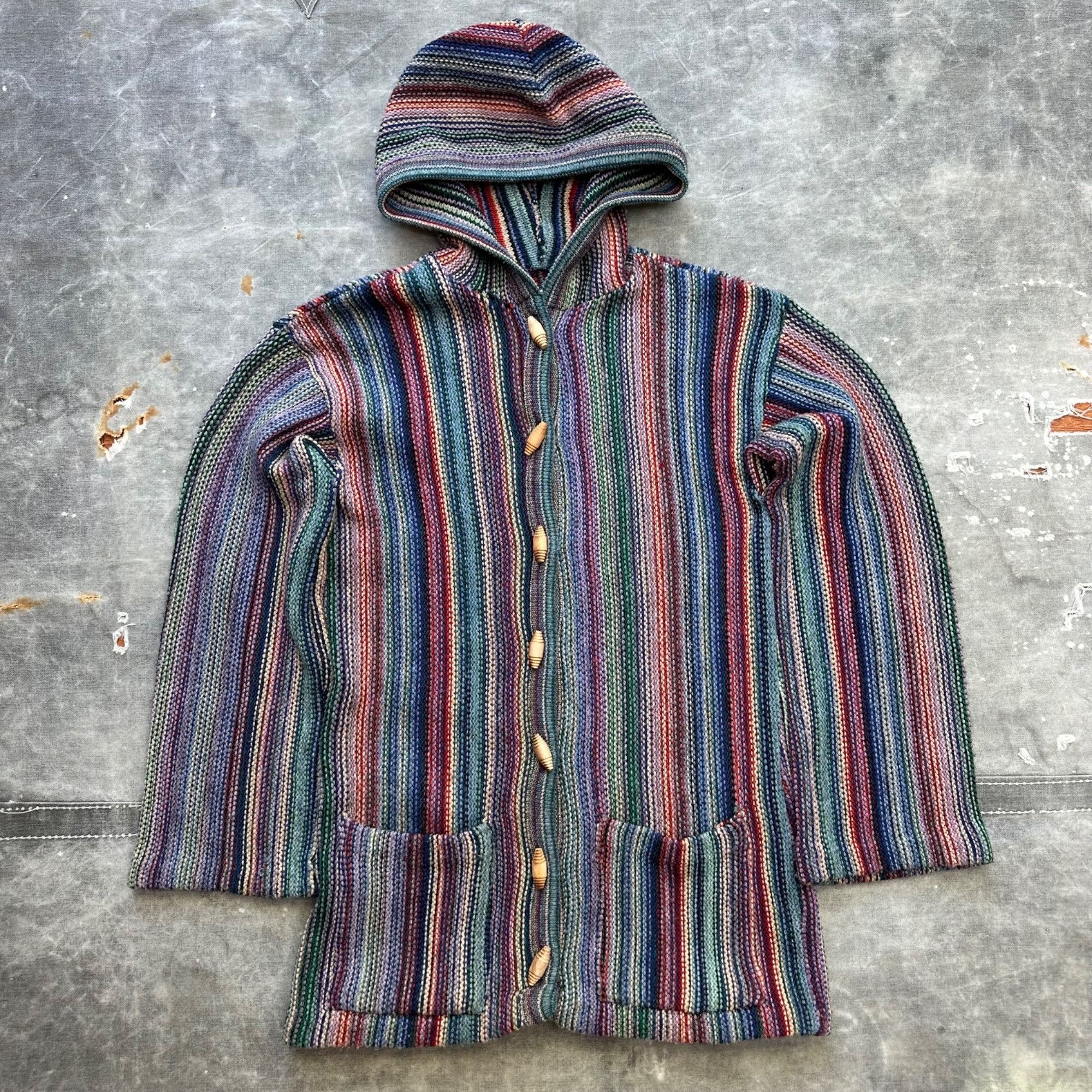 Vintage Vintage Unique Stripped Knit Button Up Hoodie Sweater Size US S / EU 44-46 / 1 - 1 Thumbnail