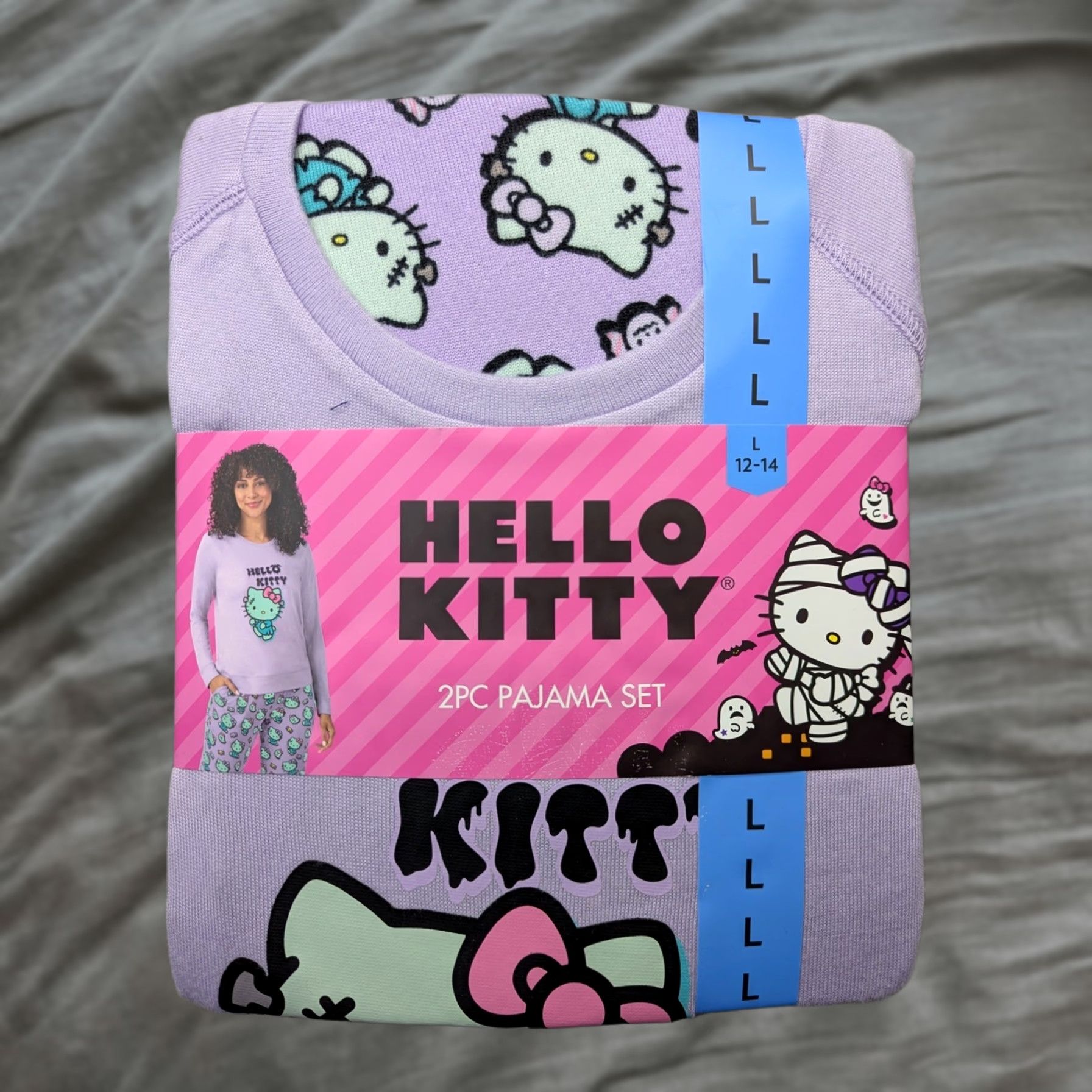 Vintage Hello Kitty Pajama Set Womens Large Purple Mummy Frankenstein 2PC NEW Size ONE SIZE - 1 Thumbnail