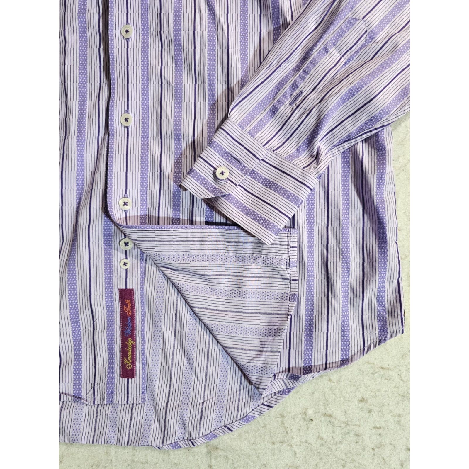Robert Graham Robert Graham Button-Up Shirt Geometric Filp Cuff Floral Paisley Lavender Sz Med Size US M / EU 48-50 / 2 - 5 Thumbnail