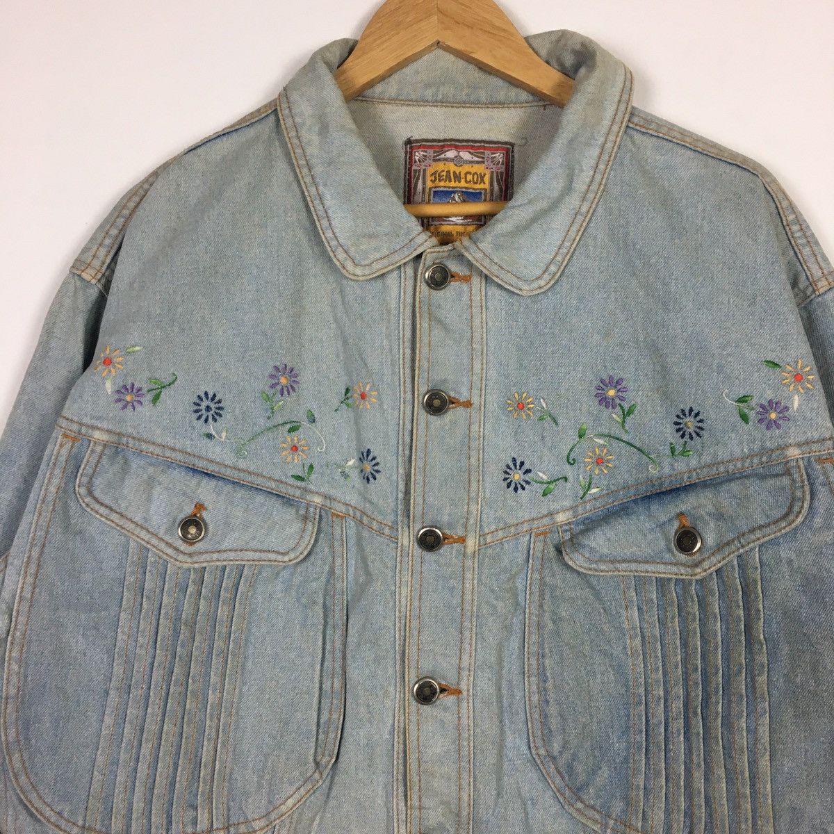 Vintage Vintage Jean Cox Embroidery Denim Jacket Size L / US 10 / IT 46 - 4 Thumbnail