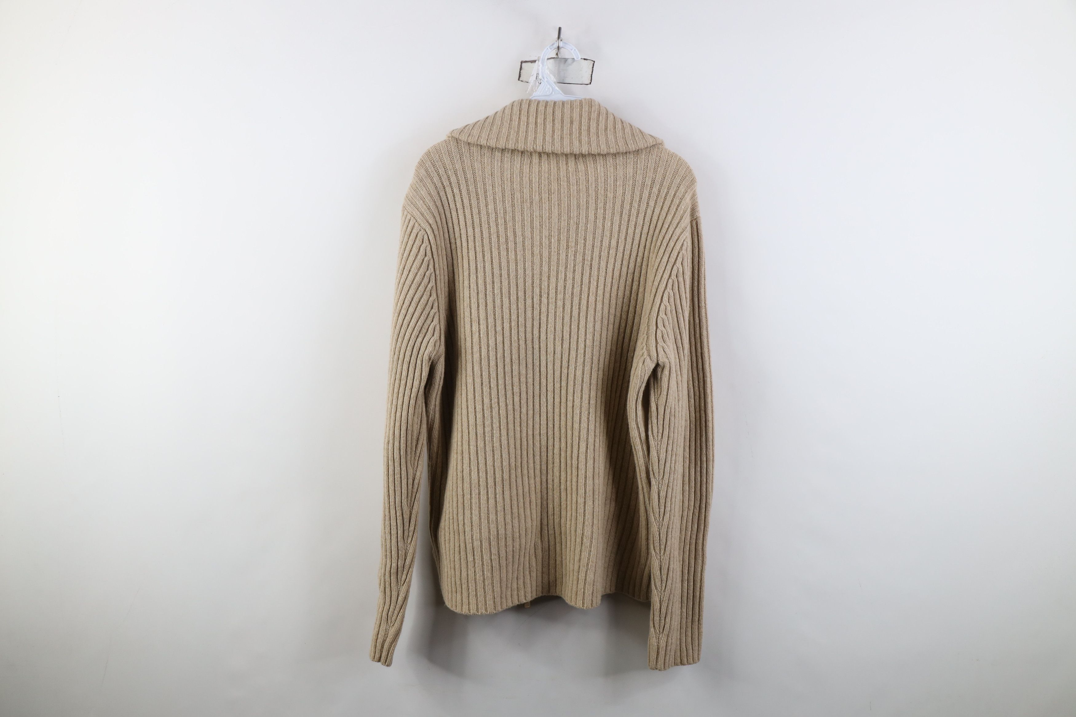 Ralph Lauren Vintage 90s Ralph Lauren Microfiber Sweater Jacket Beige Size XL / US 12-14 / IT 48-50 - 11 Thumbnail