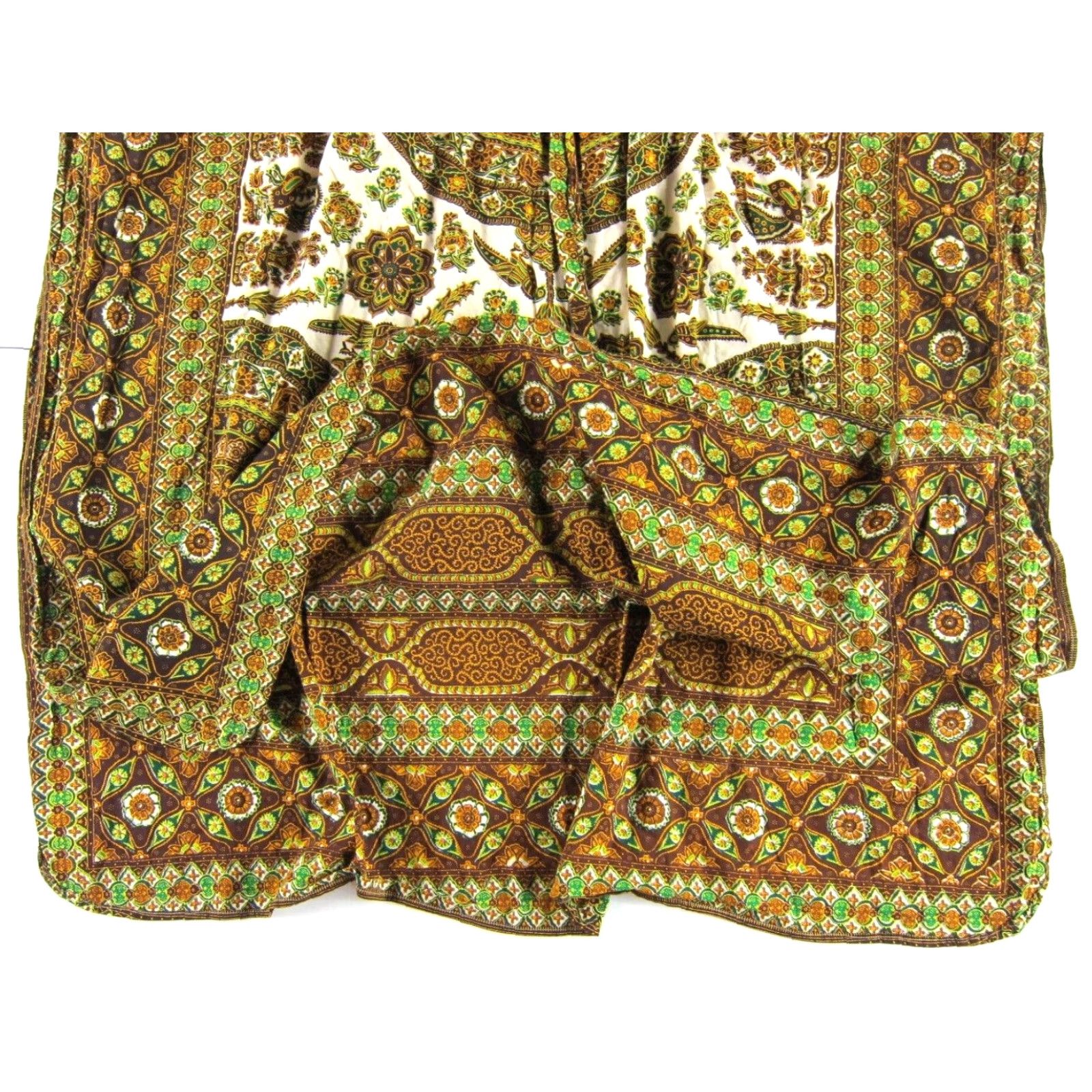 Vintage VINTAGE Cotton Floral Bird Kaftan Muumuu Dress Maxi Long M-L Green Brown Shirt Dress Women Size M / US 6-8 / IT 42-44 - 5 Thumbnail