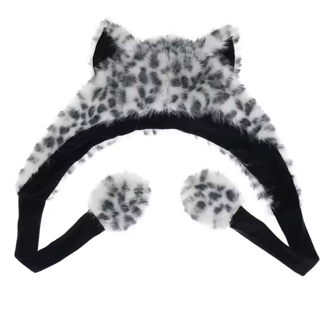 Japanese Brand Animal Snow Leopard Hooded Winter Faux Fur Hat Size ONE SIZE - 6 Thumbnail
