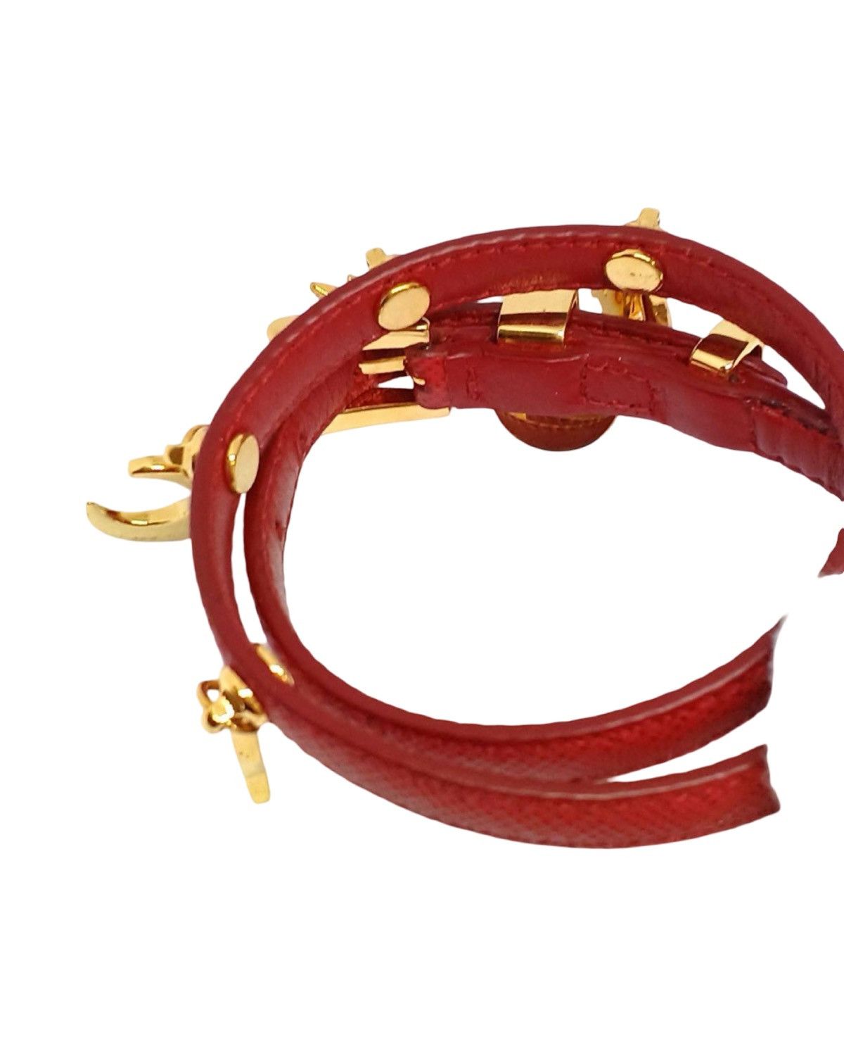 Prada Red Saffiano Leather Double Wrap Bracelet Size ONE SIZE - 5 Thumbnail