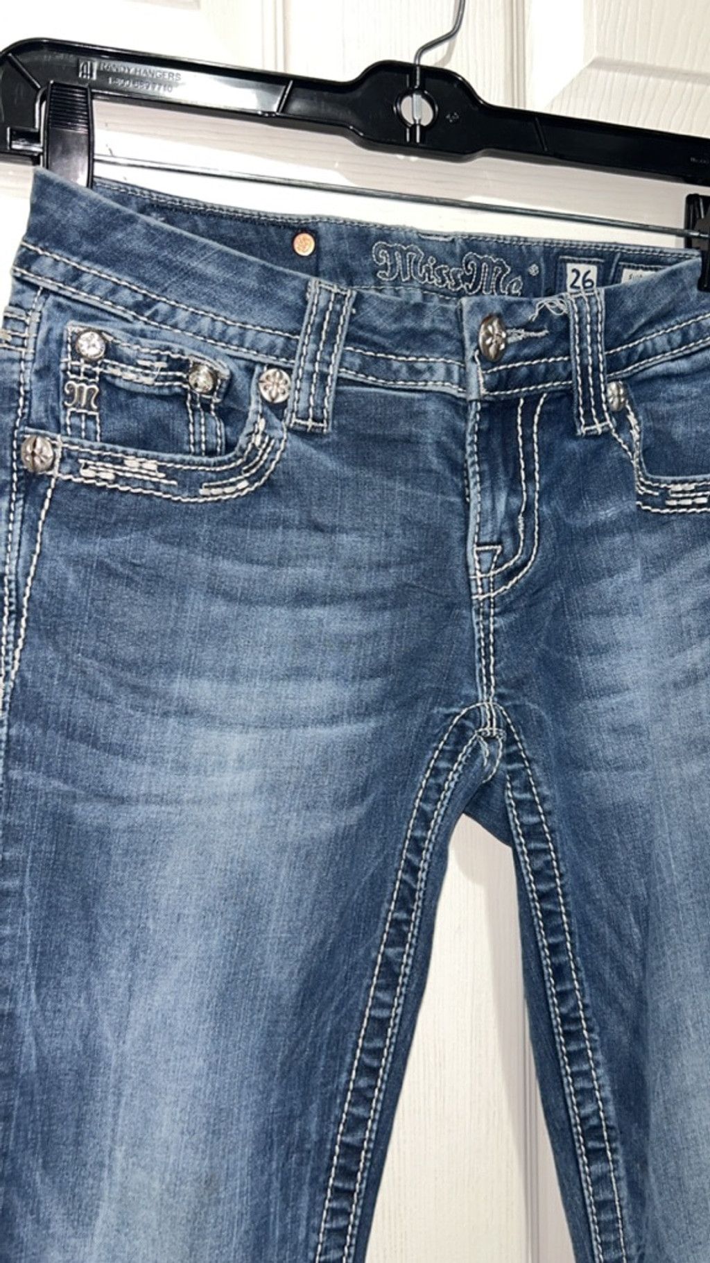 Miss Me Miss Me Straight Leg Jeans Size 26 Blue with White Stitching Size 26" / US 2 / IT 38 - 4 Thumbnail