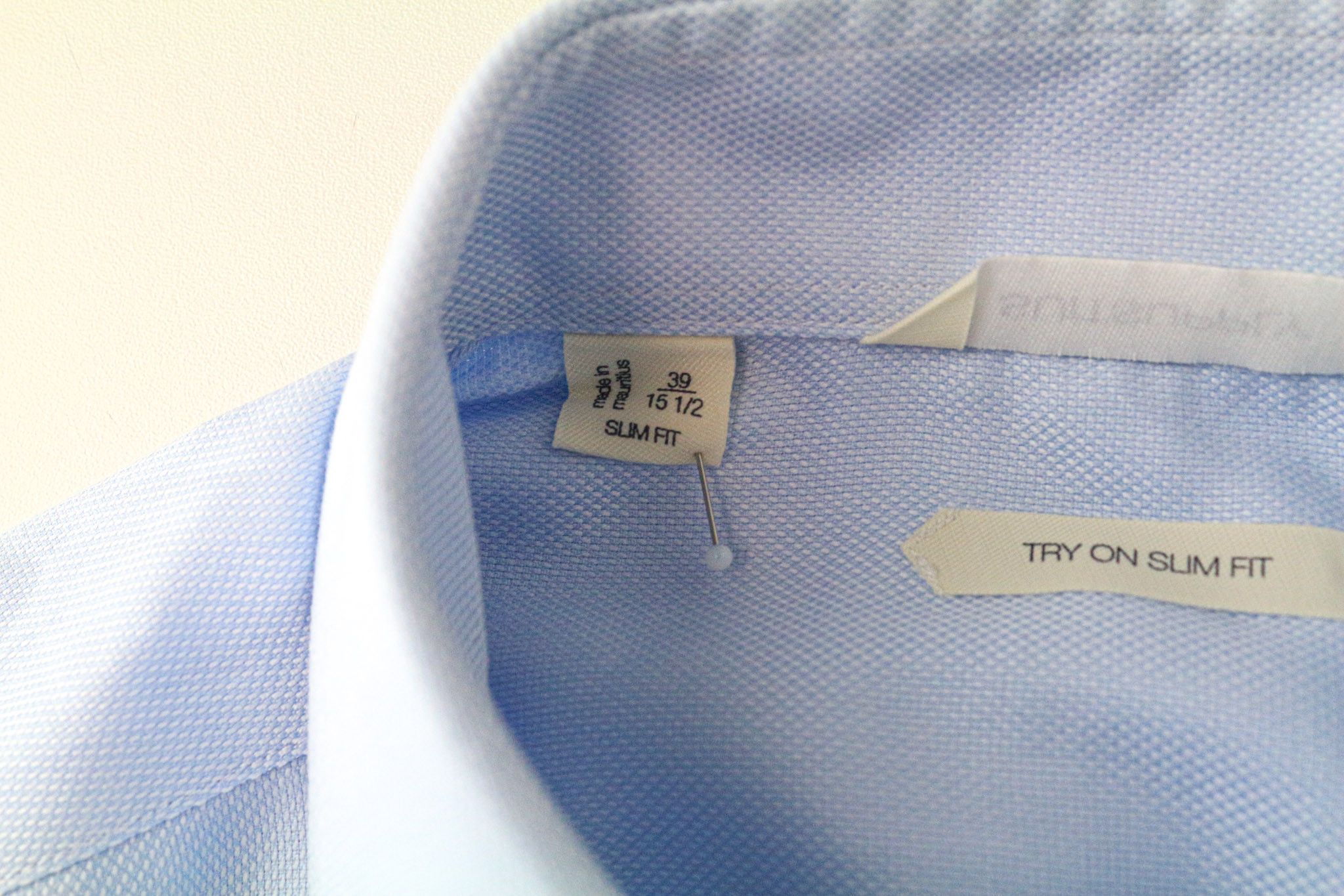 Suitsupply 39/15 1/2 Slim Blue Cotton Cutaway Shirt 79358 Size 38R - 5 Thumbnail