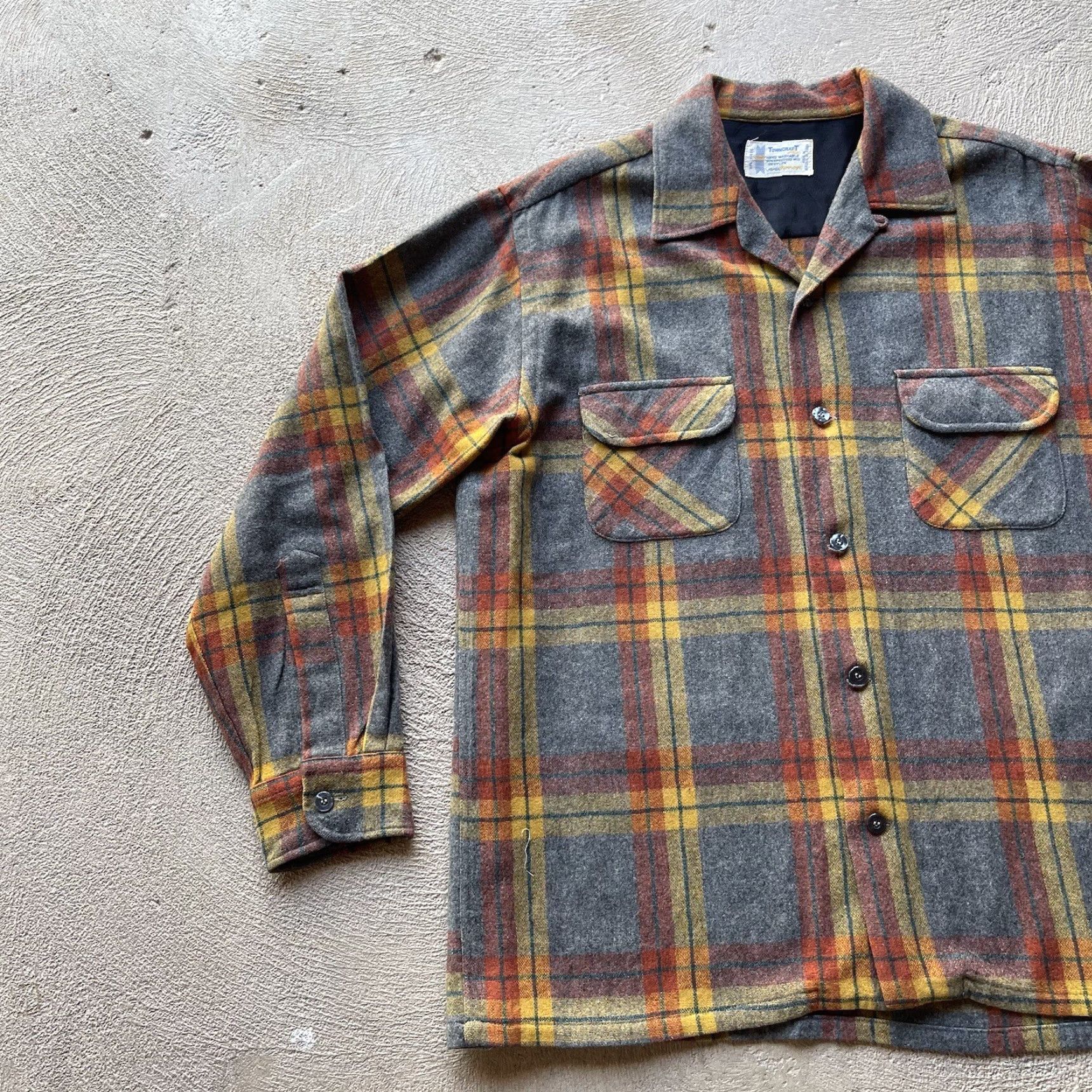 Vintage VINTAGE J. C. Penney Button-Up Shirt Mens Large Gray Plaid Wool 60s Grunge Size US L / EU 52-54 / 3 - 5 Thumbnail