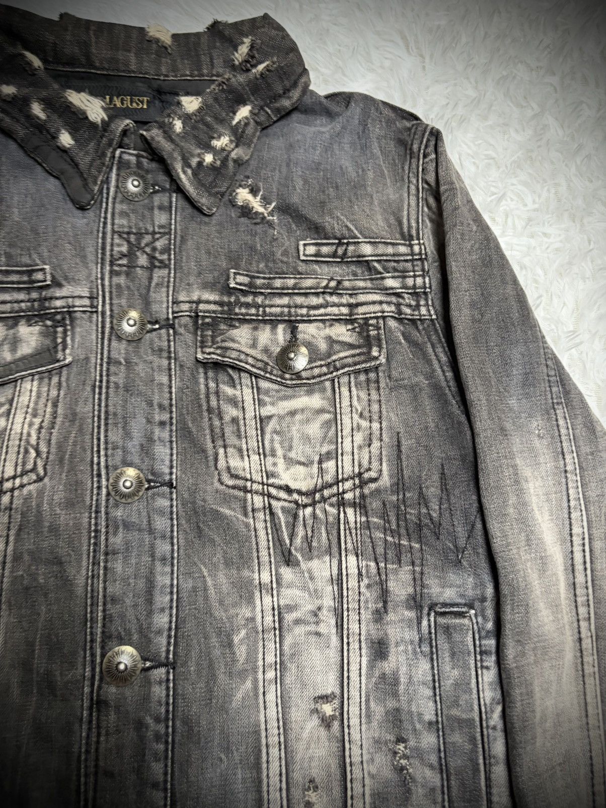 14th Addiction Rare Lagust distressed jeans trucker jacket Size US M / EU 48-50 / 2 - 5 Thumbnail