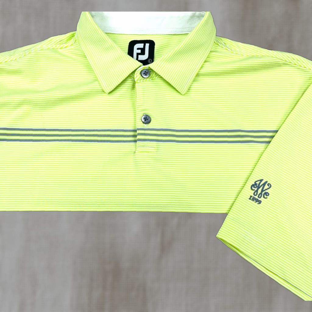Footjoy FootJoy Polo Shirt Men L Yellow White Performance Golf FJ Brand Logo Short Sleeve Button Collared Solid Jersey"} Size US L / EU 52-54 / 3 - 1 Thumbnail