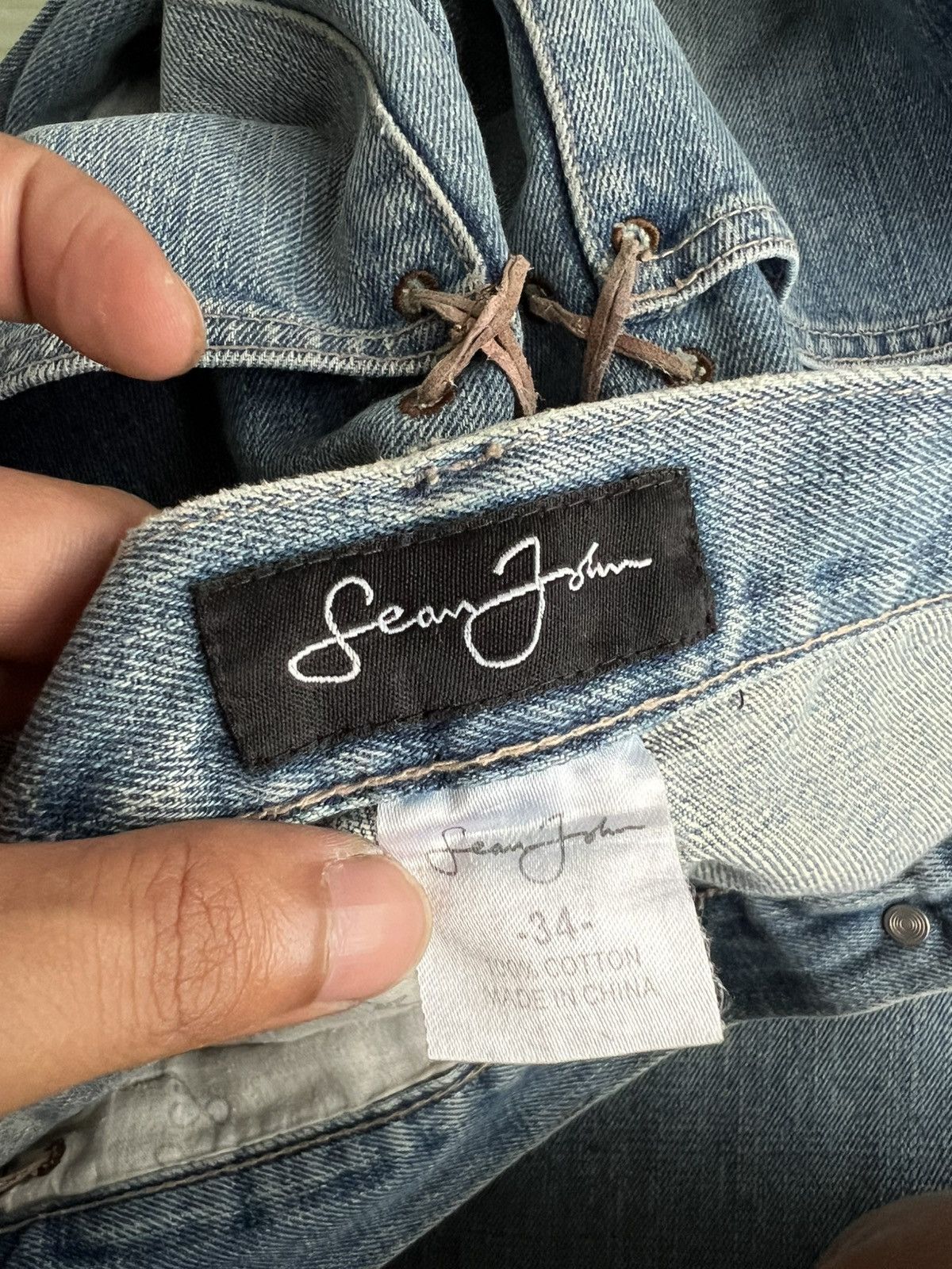 JNCO Y2K JNCO Style Sean John Yezzy Pocket Lace Super Baggy Jeans Size US 34 / EU 50 - 9 Thumbnail