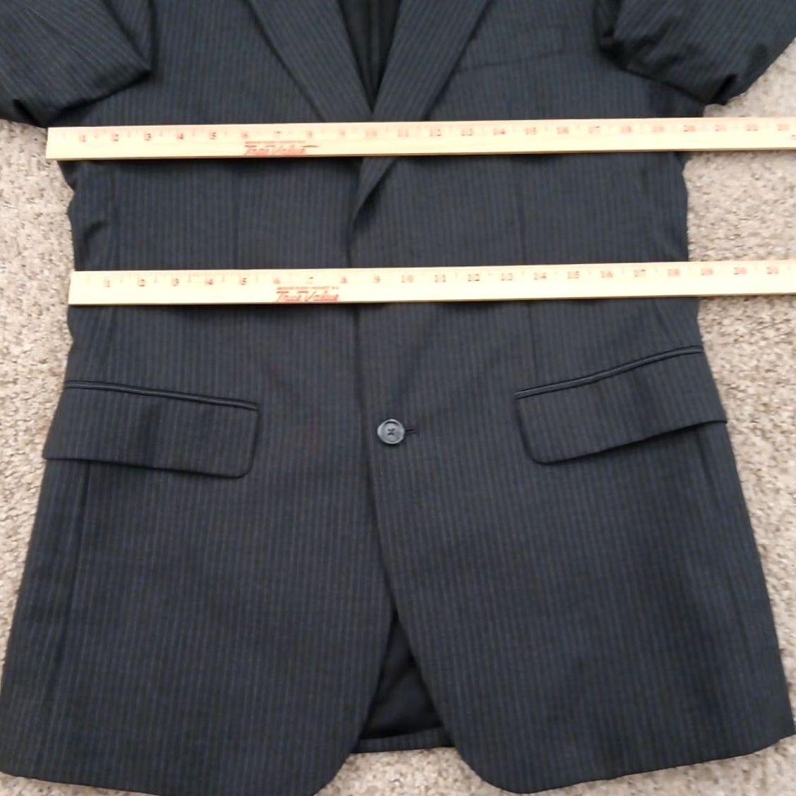 Jos. A. Bank Jos A Bank Blazer Mens 40 Gray Striped Wool Single-Breasted Two-Button Notch Lapel Jacket Size 40R - 5 Thumbnail