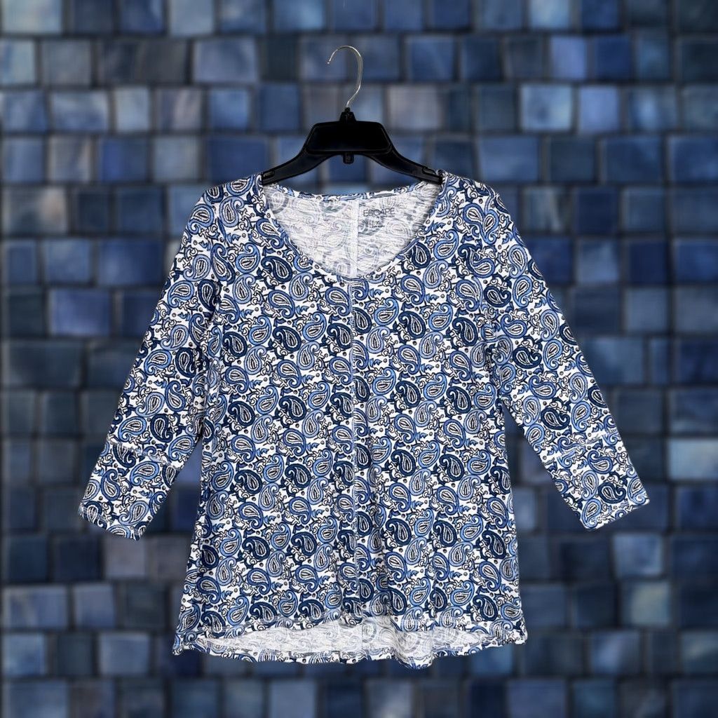 Habitat Escape by Habitat Clothes Shirt Womens XS Blue Paisley Scoop Neck Tunic Top Size XS / US 0-2 / IT 36-38 - 1 Thumbnail