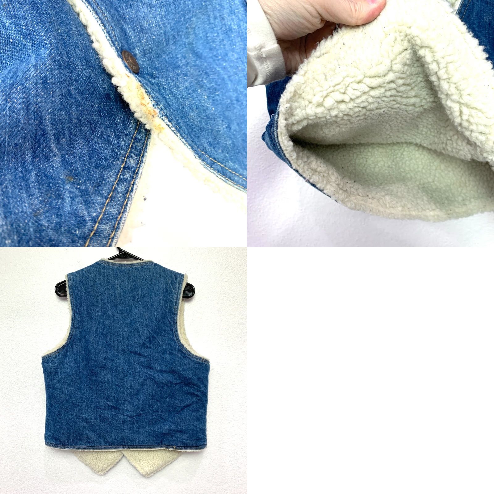 Levi's VINTAGE Levi's Denim Jean Sherpa Vest Large Orange Tab Western Rockabilly Shirt/Coat Mens Size US 33 - 8 Thumbnail