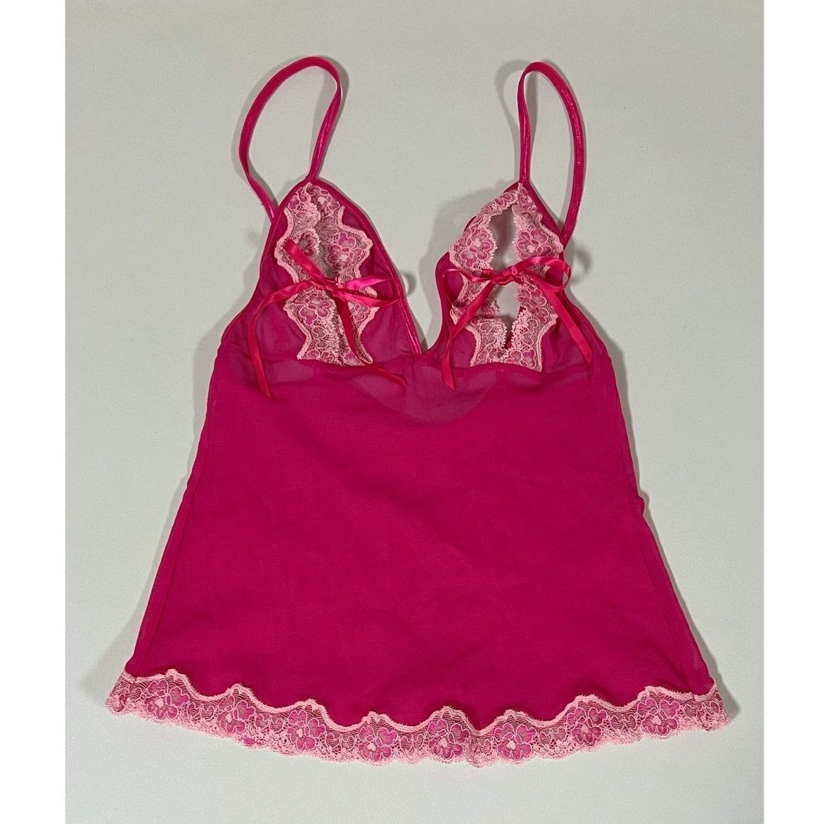 VS 'Sexy Little Things' Pink Lace Mesh Lingerie Top Size S