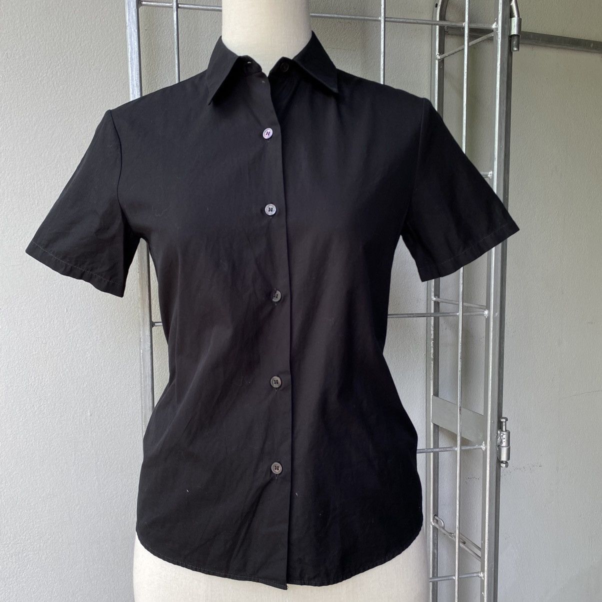 Designer ANTONIO PERNAS Black Short-Sleeve Collared Blouse Size XS / US 0-2 / IT 36-38 - 18 Thumbnail