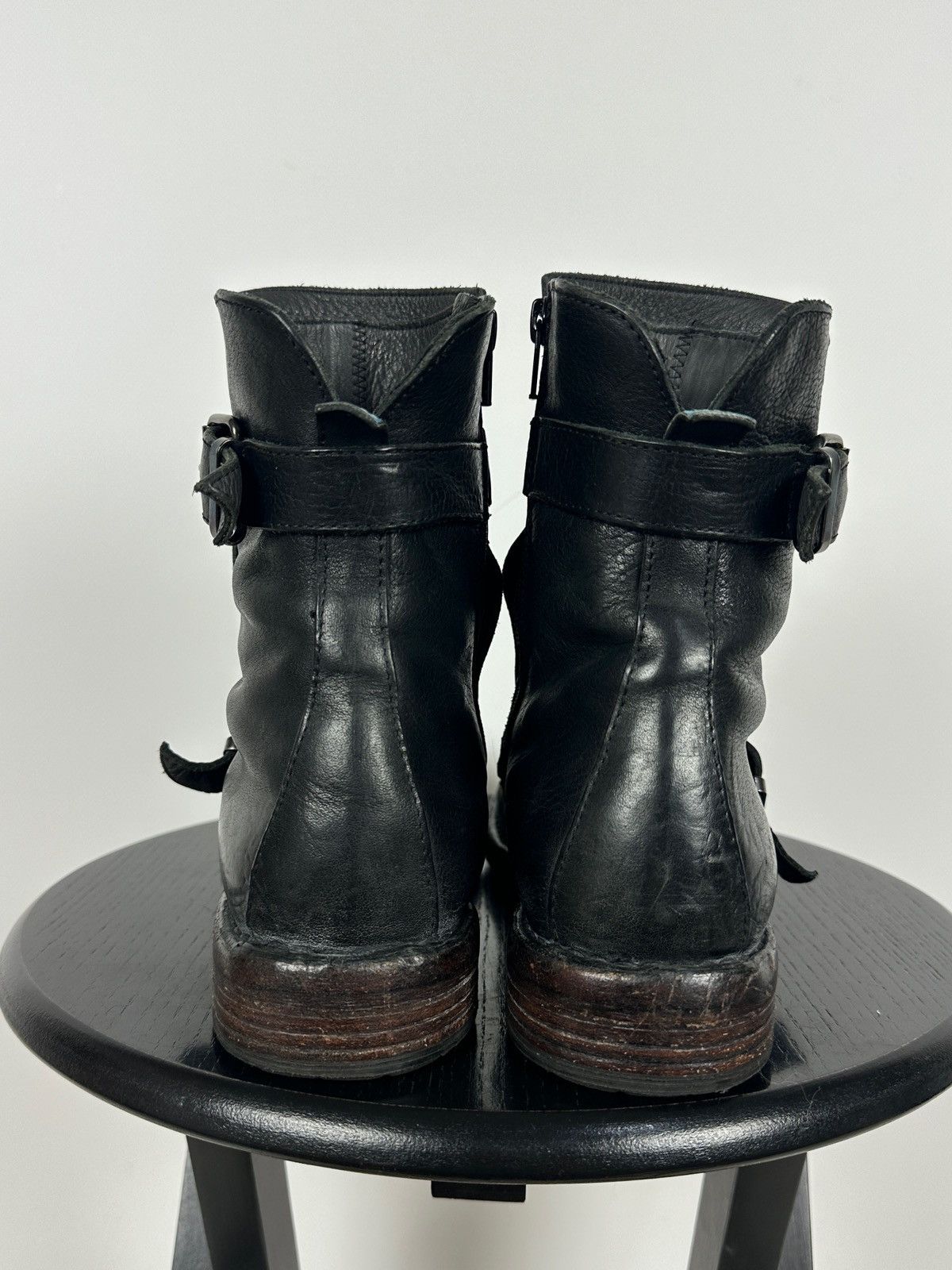 MoMA MoMA Black Leather Buckle Ankle Biker Boots Size US 10 / IT 40 - 12 Thumbnail