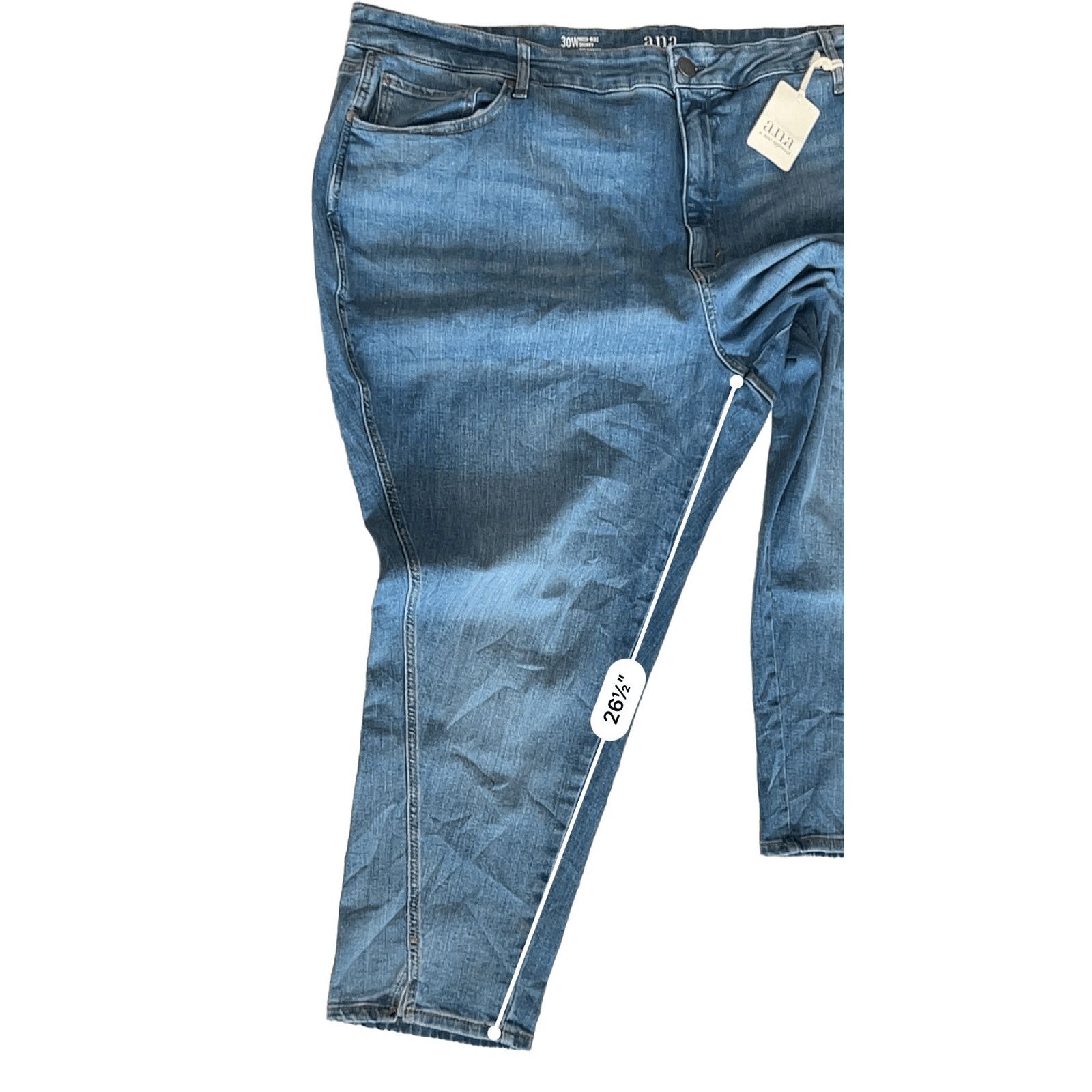 Other a.n.a. High Rise Skinny Split Hem Stretch Blue Jeans 30W NWT Size 42" / US 20 - 7 Thumbnail