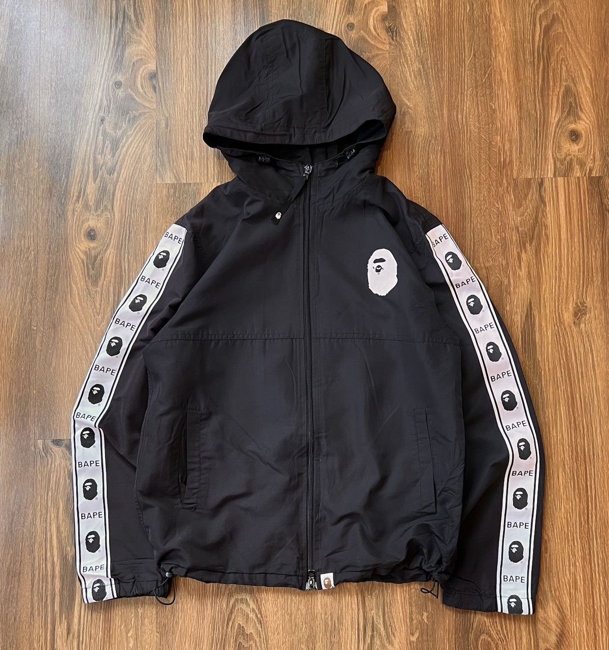 Bape Bape Tape Line Side Stripe Jacket (Black/White) Size US M / EU 48-50 / 2 - 1 Thumbnail