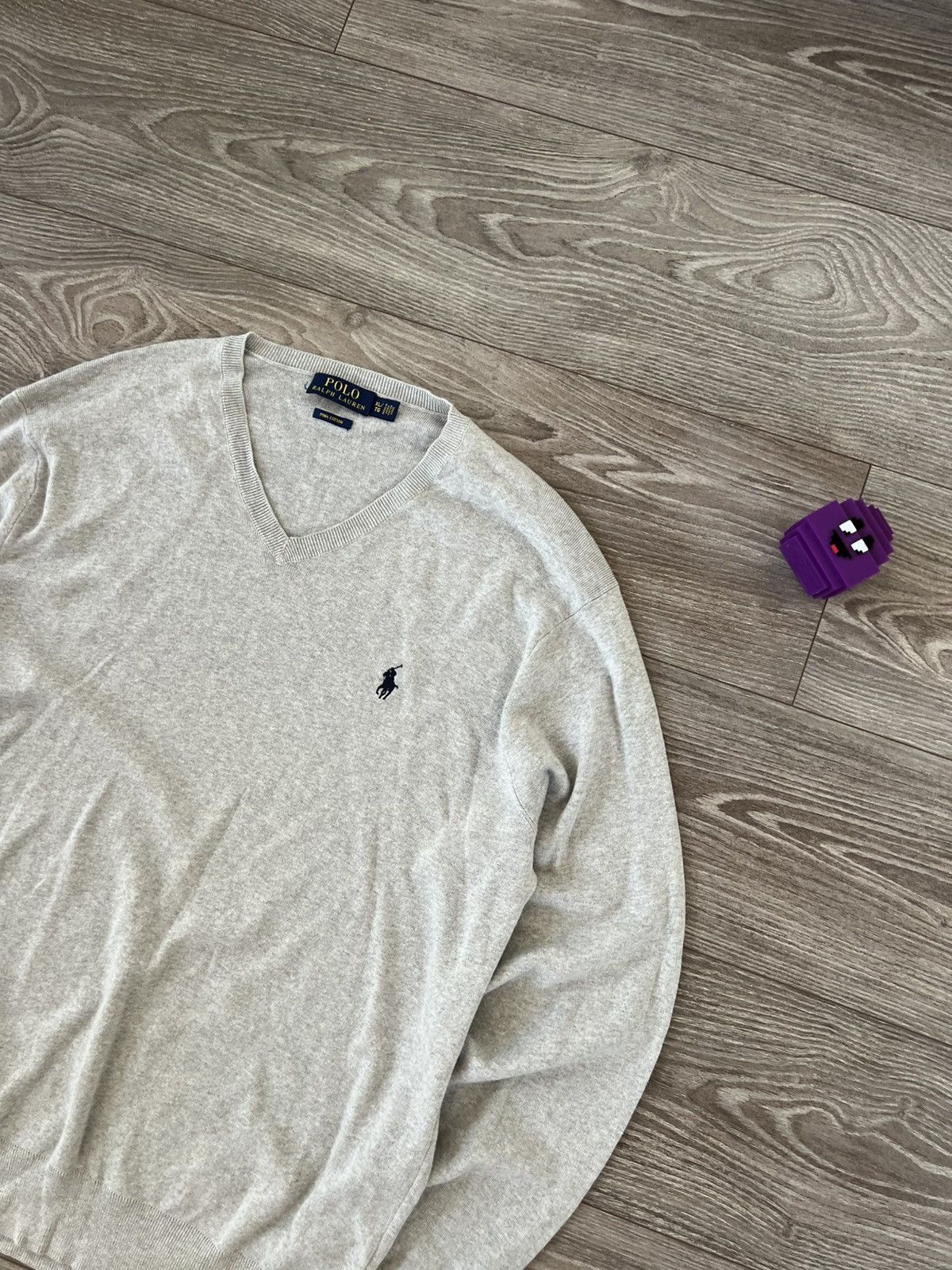 Designer ‼️POLO RALPH LAUREN KNIT LOGO PIMA COTTON V NECK SWEATER‼️ Size US XL / EU 56 / 4 - 3 Thumbnail