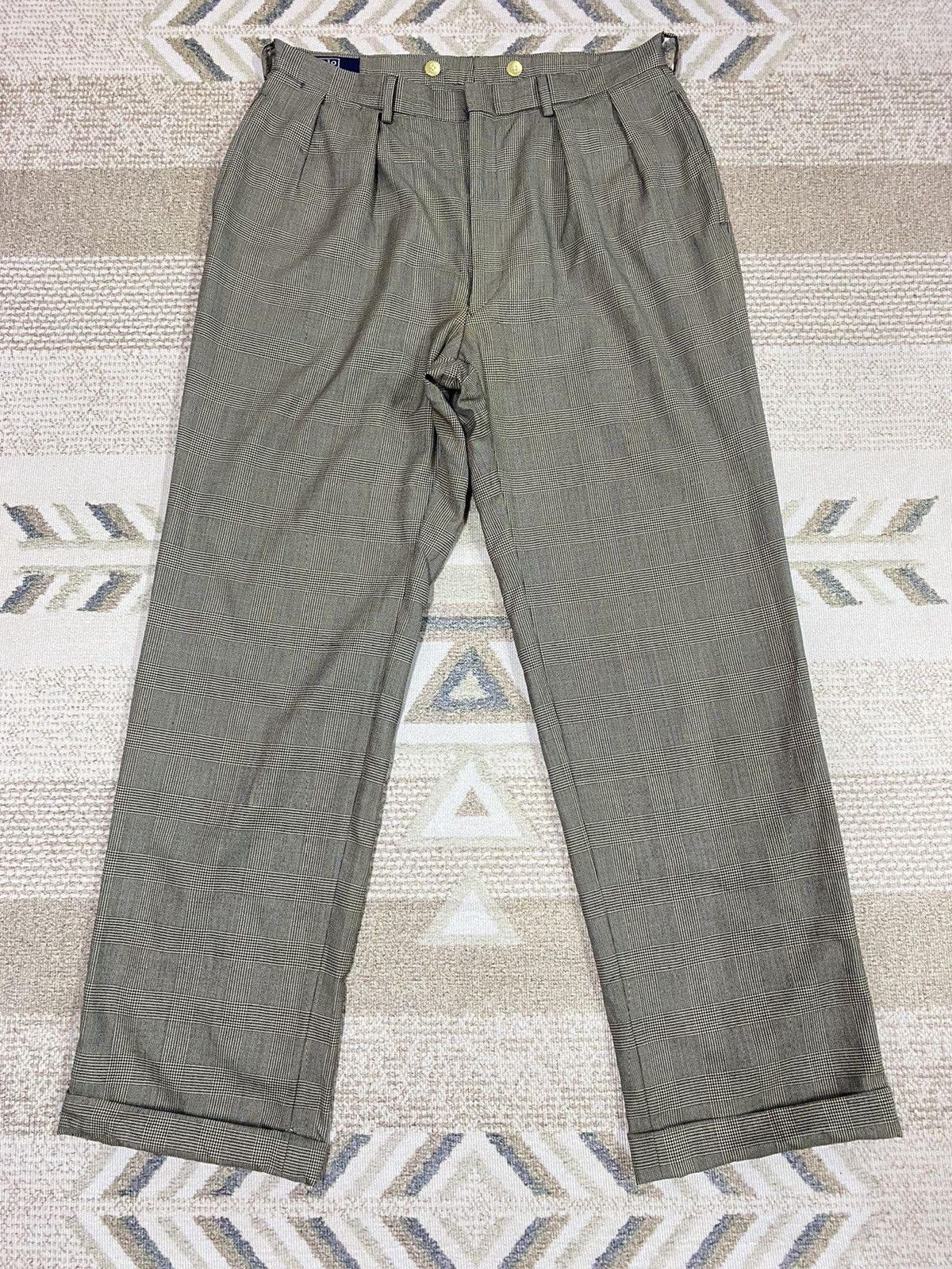 image of Vintage Polo Ralph Laurent Plaid Tartan Pants in Grey Plaid, Men's (Size 33)