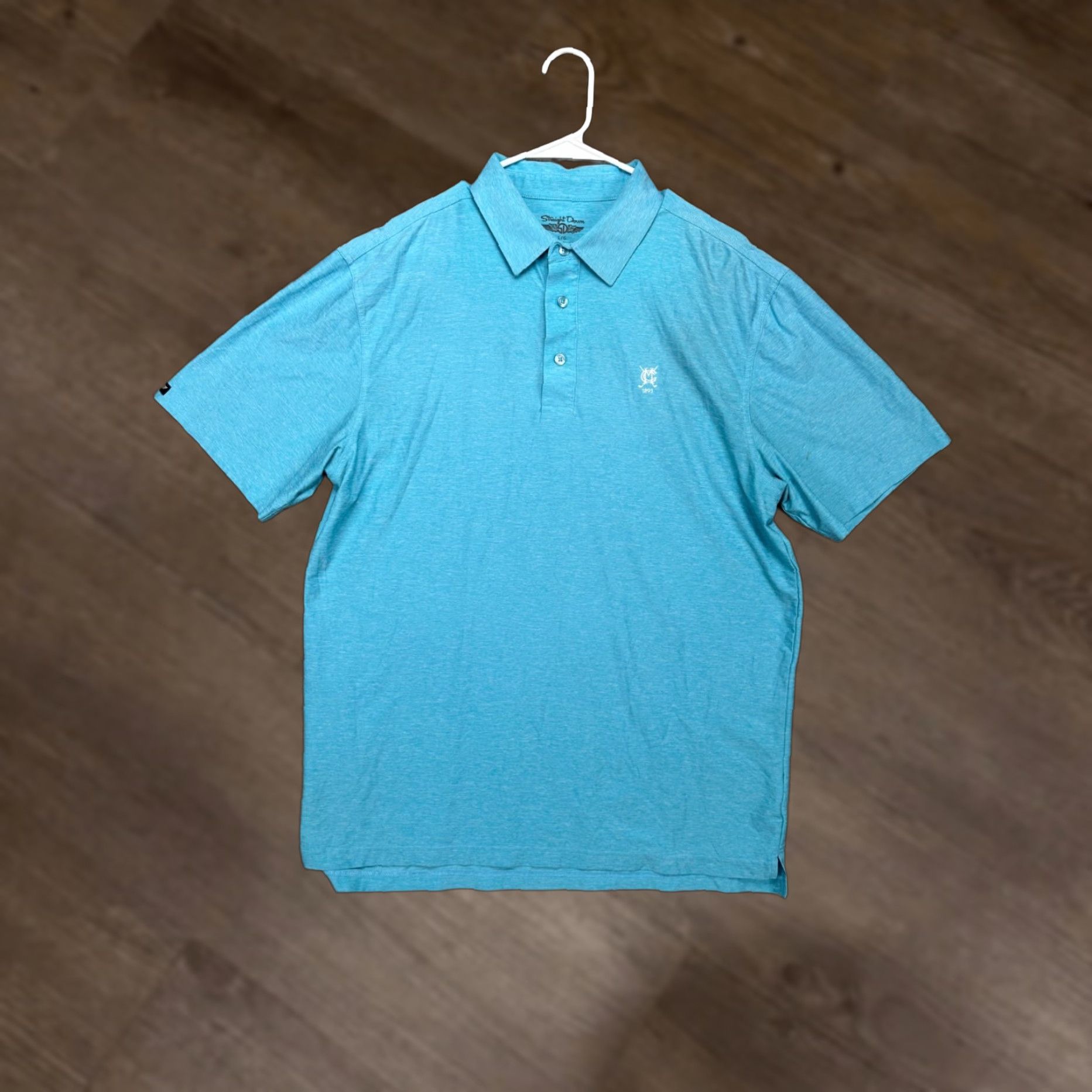 Vintage Straight Down Polo Short Sleeve Stretch Rugby Outdoor Adult Large Blue Golf Mens Shirt Size US L / EU 52-54 / 3 - 1 Thumbnail