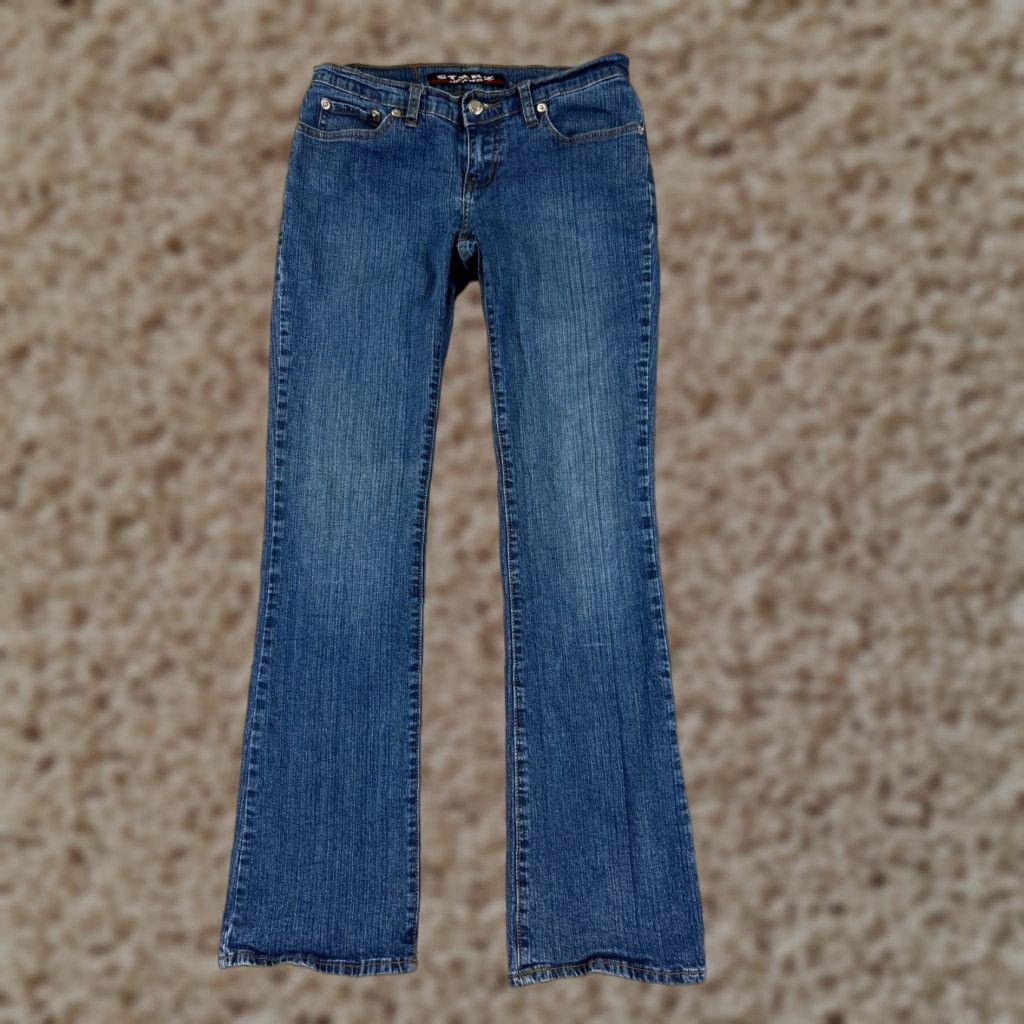Vintage Starz Pants Womens Jeans Blue Denim Flared Low Rise Embroidered Cotton 26x29 Size 25" / US 0 / IT 36 - 1 Thumbnail
