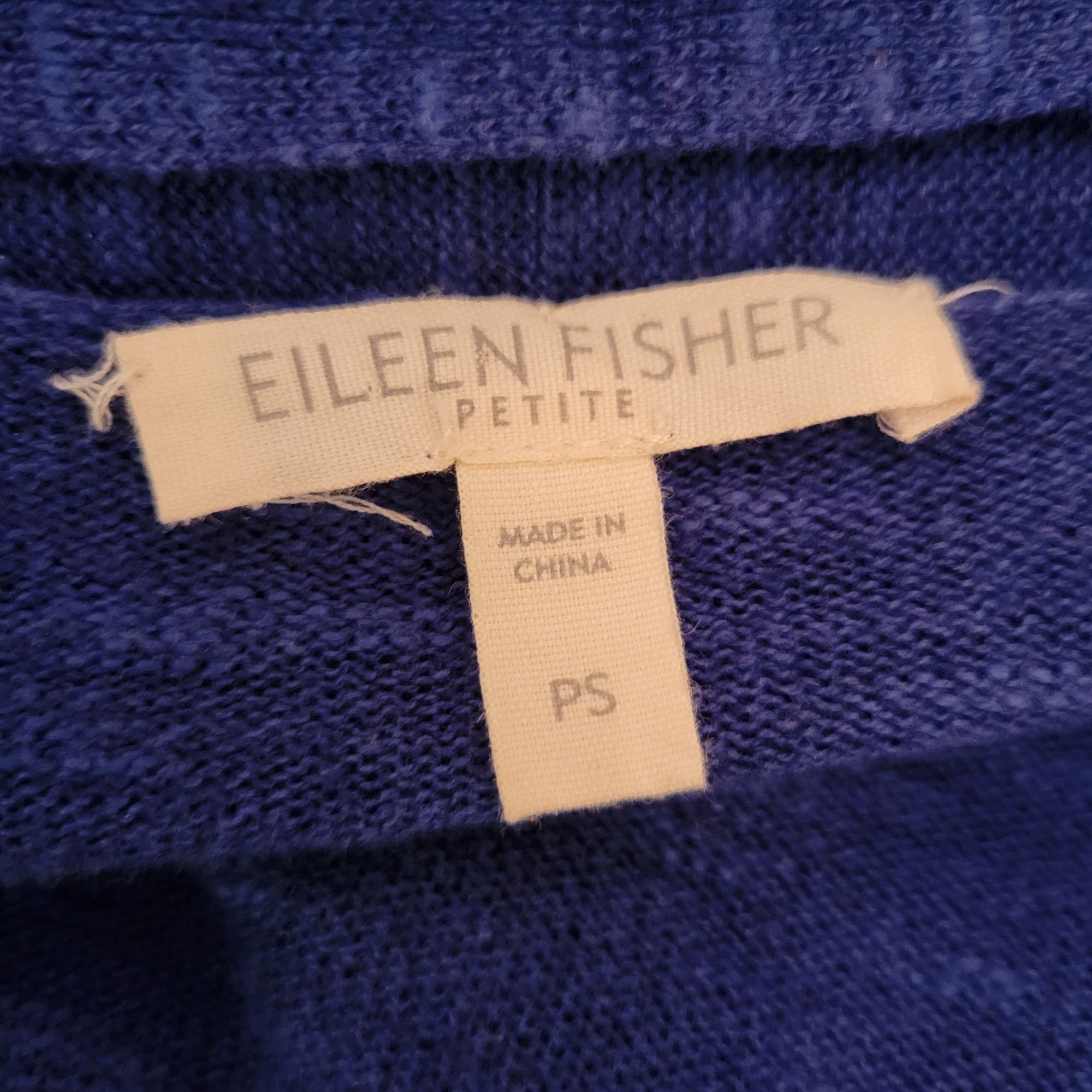 Eileen Fisher Eileen Fisher Petite S Open Front Cardigan Blue Linen Cotton Size S / US 4 / IT 40 - 2 Thumbnail