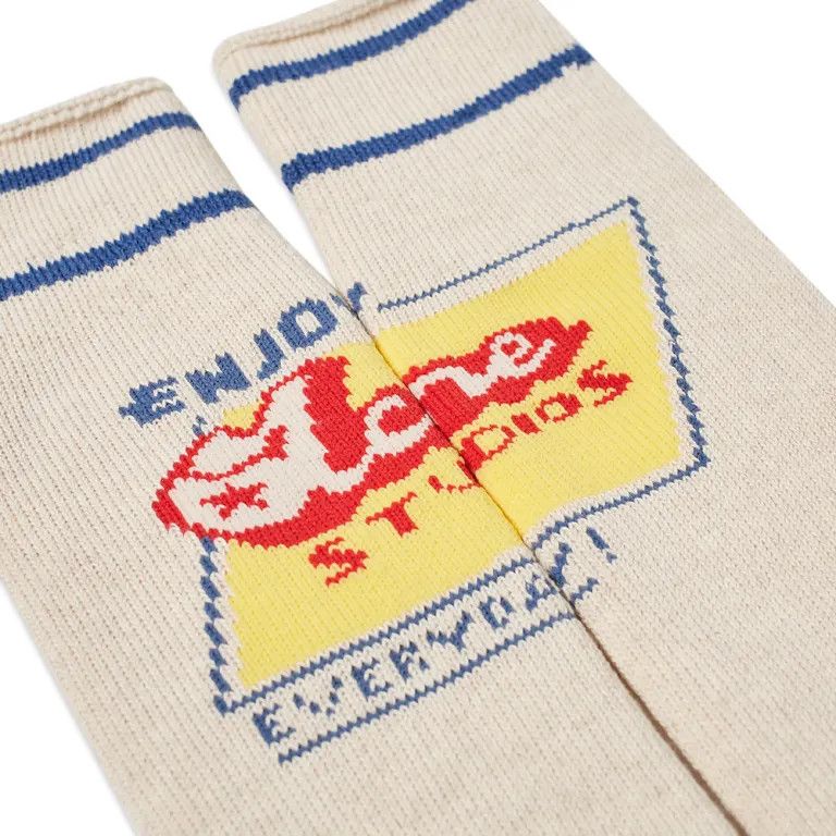 Acne Studios o1mle0424 Size: 39 Unisex Enjoy Socks in Ecru & Blue Size ONE SIZE - 2 Thumbnail