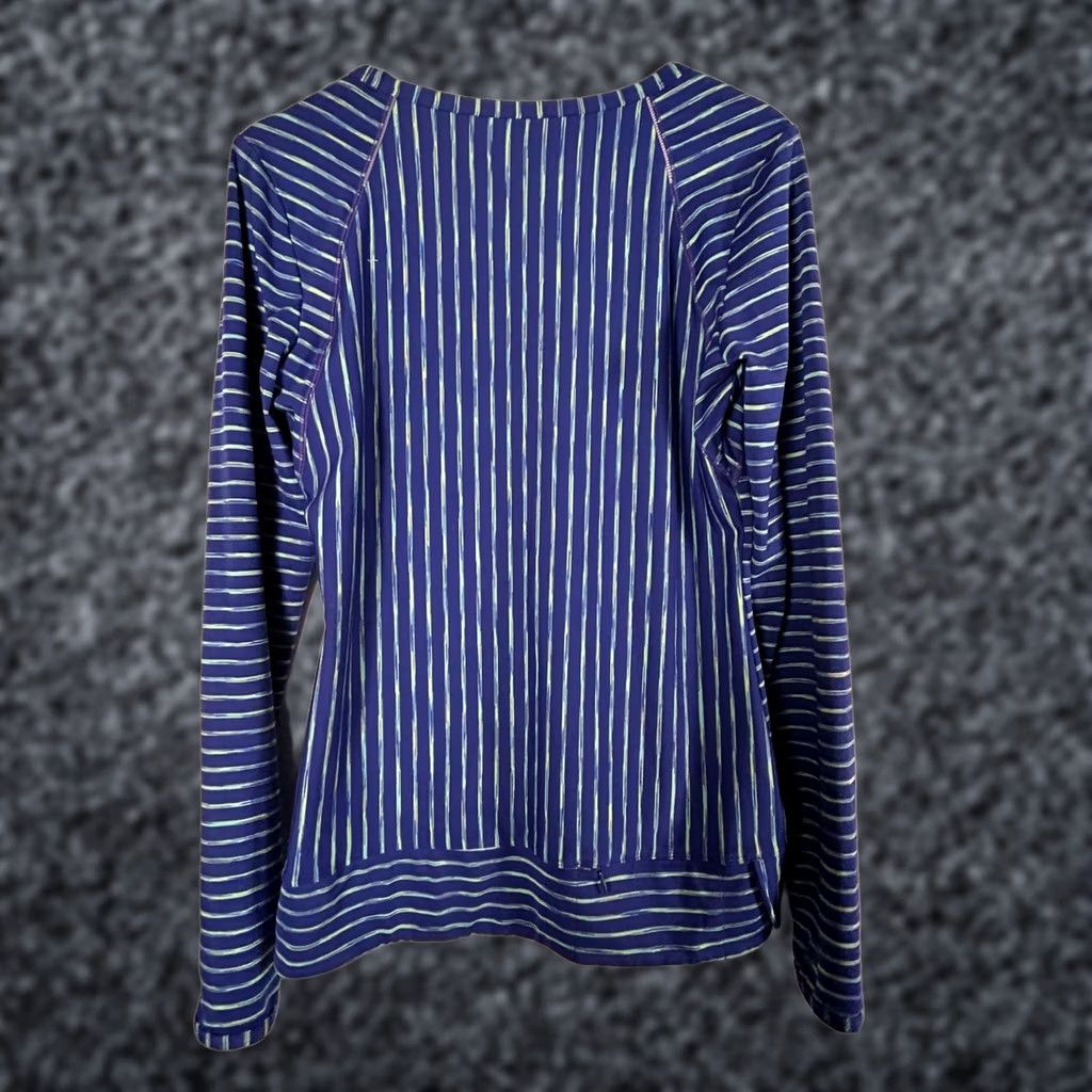 Athleta Athleta Shirt Womens Medium Blue Green Striped Scoop Neck Long Sleeve Stretch Athletic Tops Size M / US 6-8 / IT 42-44 - 1 Thumbnail