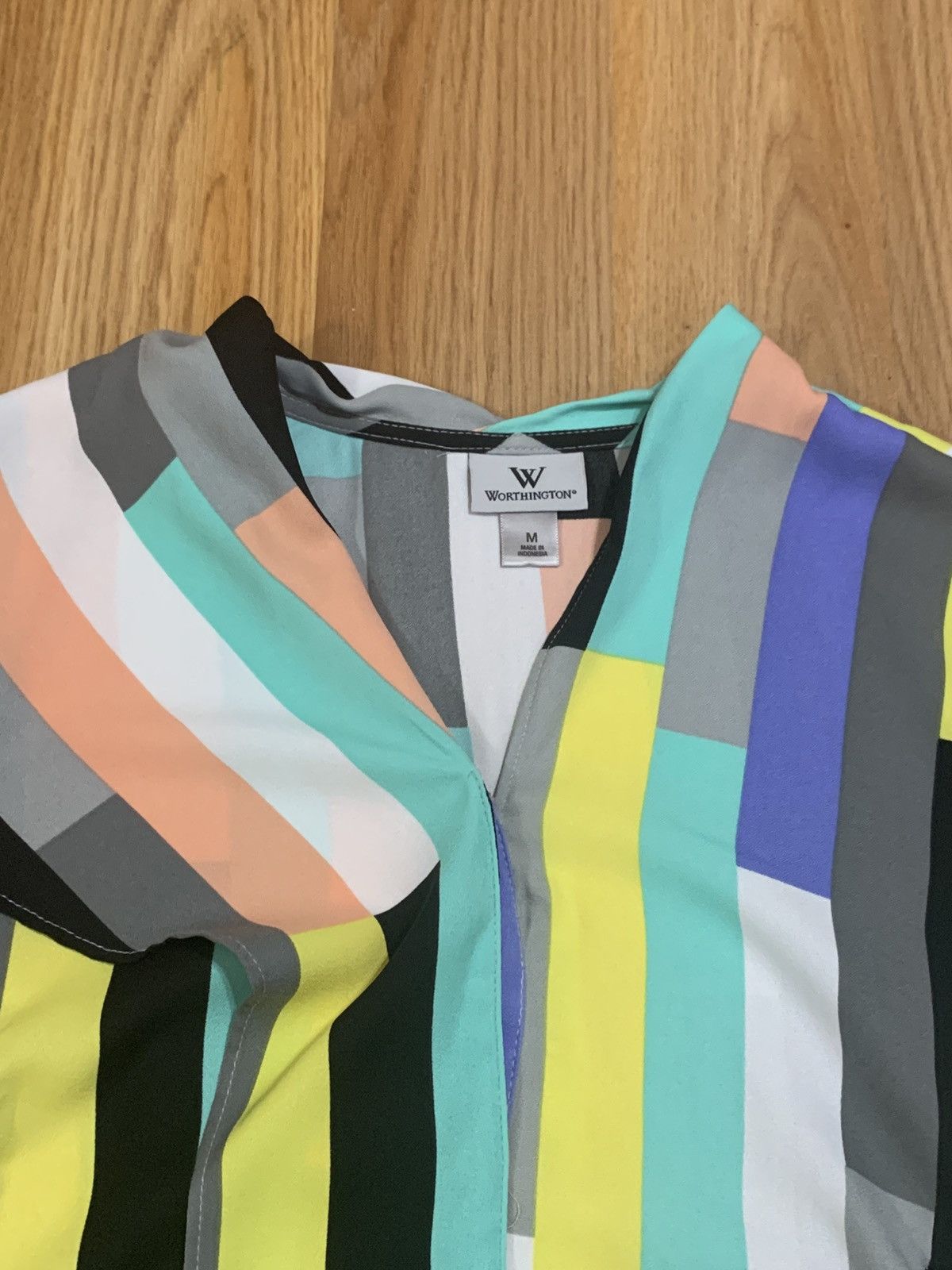 Worthington SzM- Worthington Colorblock Retro Style Button Up Blouse Size M / US 6-8 / IT 42-44 - 5 Thumbnail