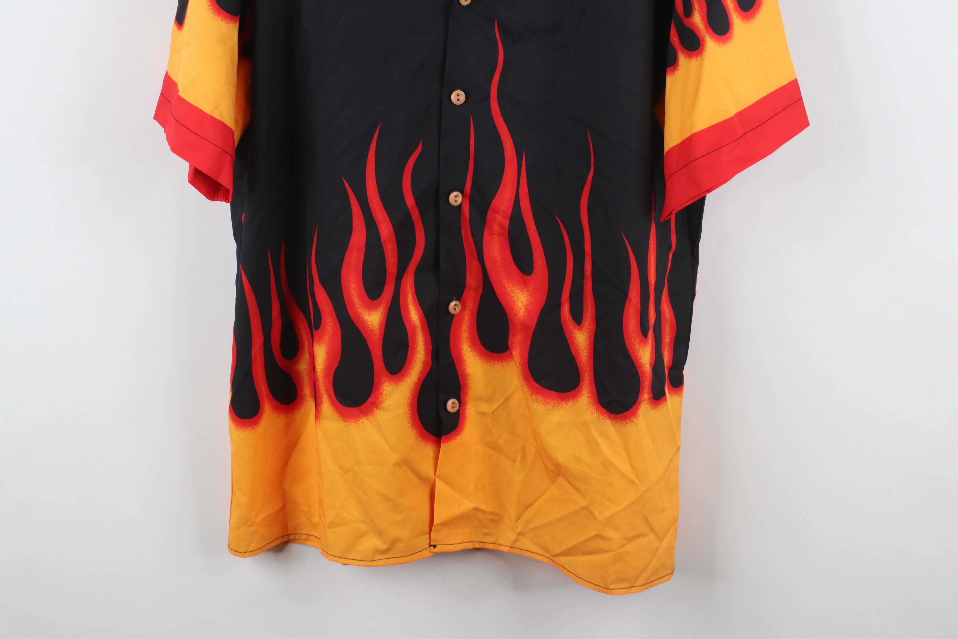 Vintage Vintage 90s Y2K Streetwear Fire Flames Collared Button Shirt Size US L / EU 52-54 / 3 - 3 Thumbnail