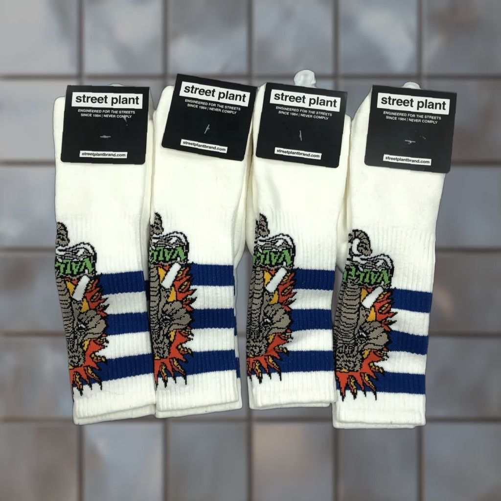 Vintage VINTAGE Street Plant Men's L/XL 9-12 Crew Socks Vallely Elephant Skateboard Size ONE SIZE - 1 Thumbnail