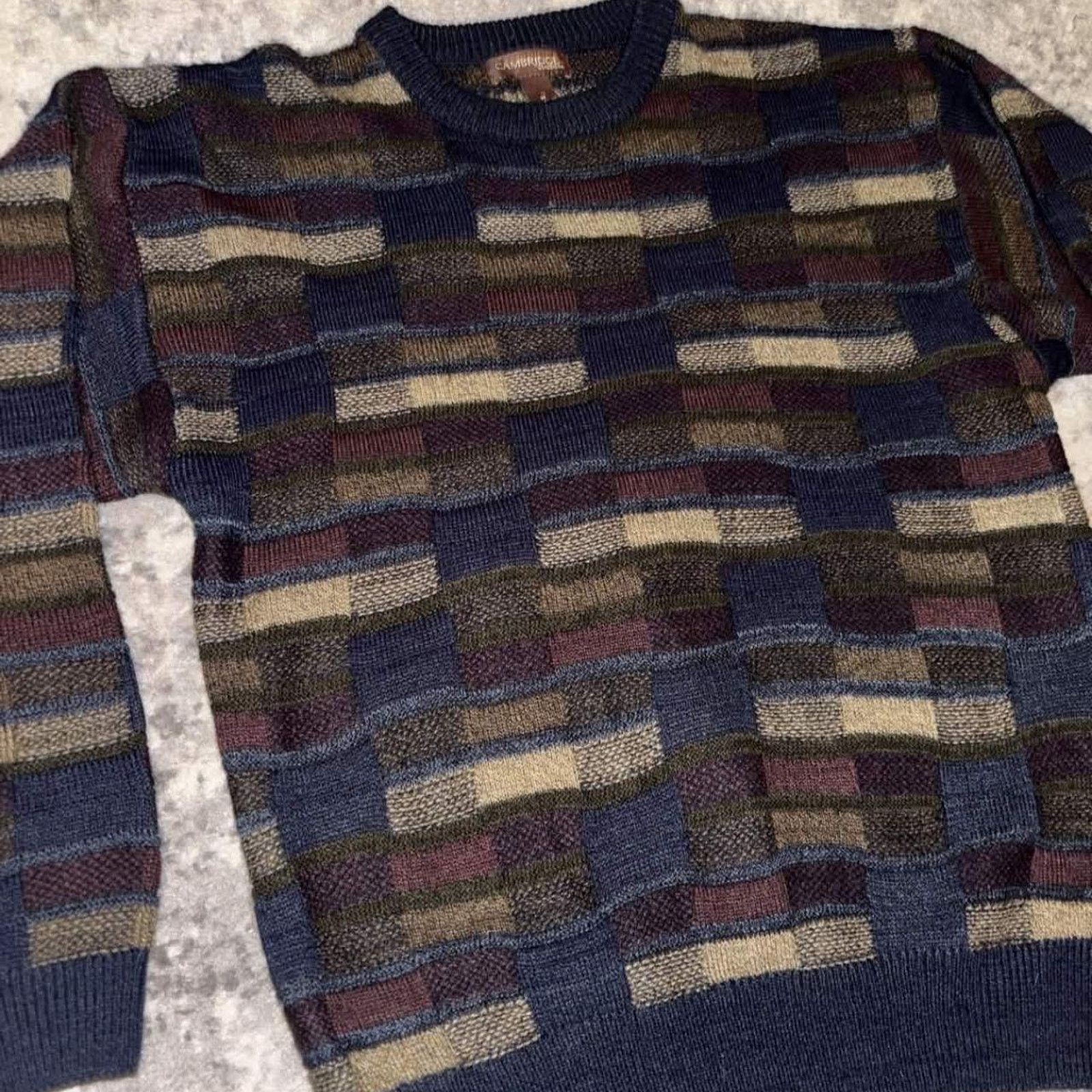 Vintage Vintage 90s Cambridge Classics Geometric Knit Sweater Size US M / EU 48-50 / 2 - 6 Thumbnail