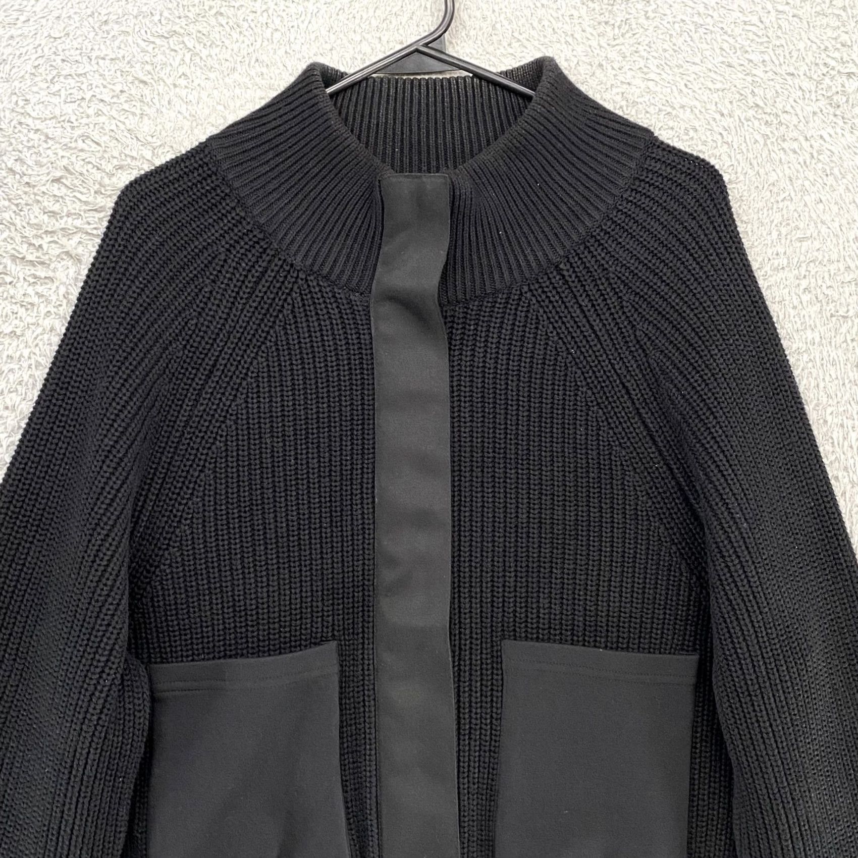 Varley Varley Sweater Jacket Womens XS Delfern Black Rib Knit Funnel Neck Patch Pockets Shirt Size XS / US 0-2 / IT 36-38 - 3 Thumbnail