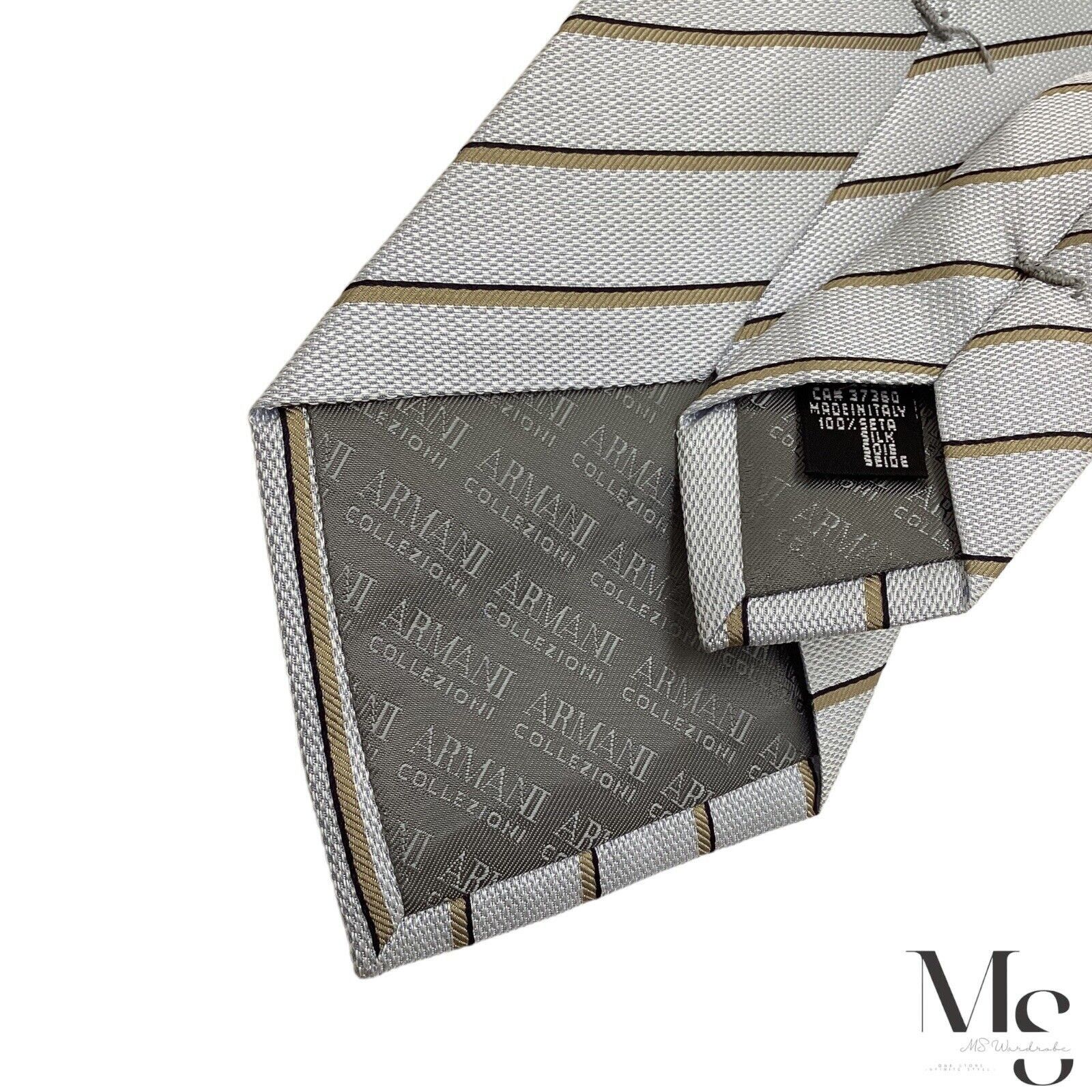 Armani ARMANI COLLEZIONI Light Blue Striped Silk Tie Made In Italy Size ONE SIZE - 5 Thumbnail