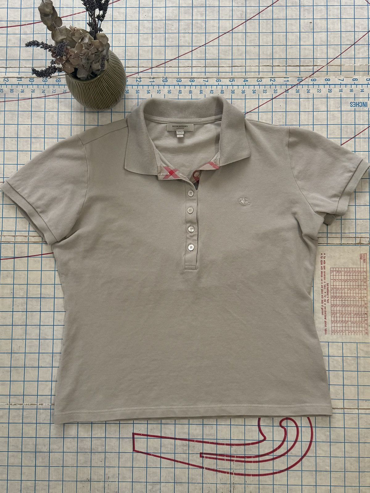 Burberry Burberry Short Sleeve Polo Shirt Women’s Large Tan Color Size L / US 10 / IT 46 - 3 Thumbnail