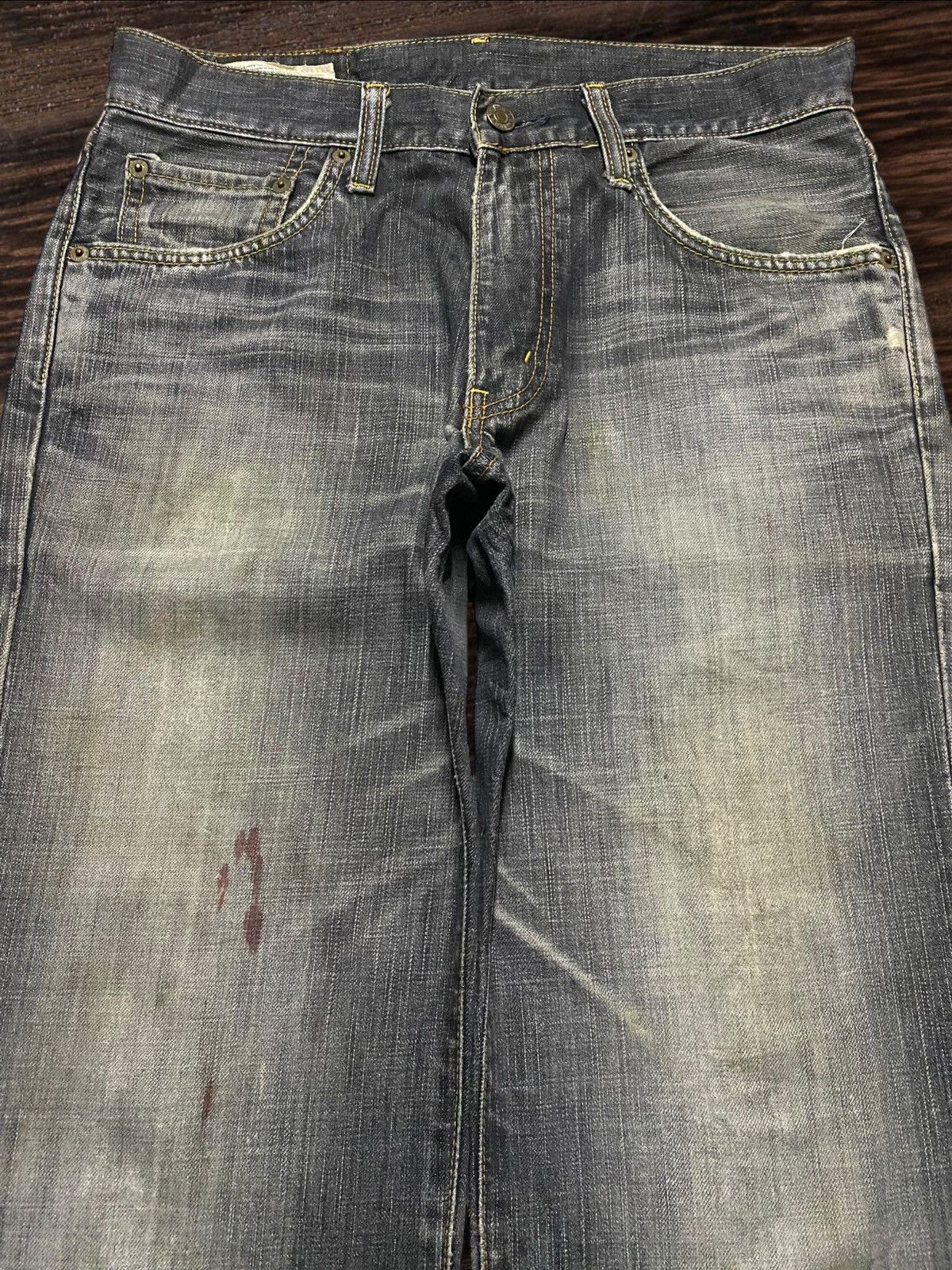Japanese Brand Edwin 503 Denim Acid Wash Stain Distressed Loose Jeans Size US 30 / EU 46 - 3 Thumbnail